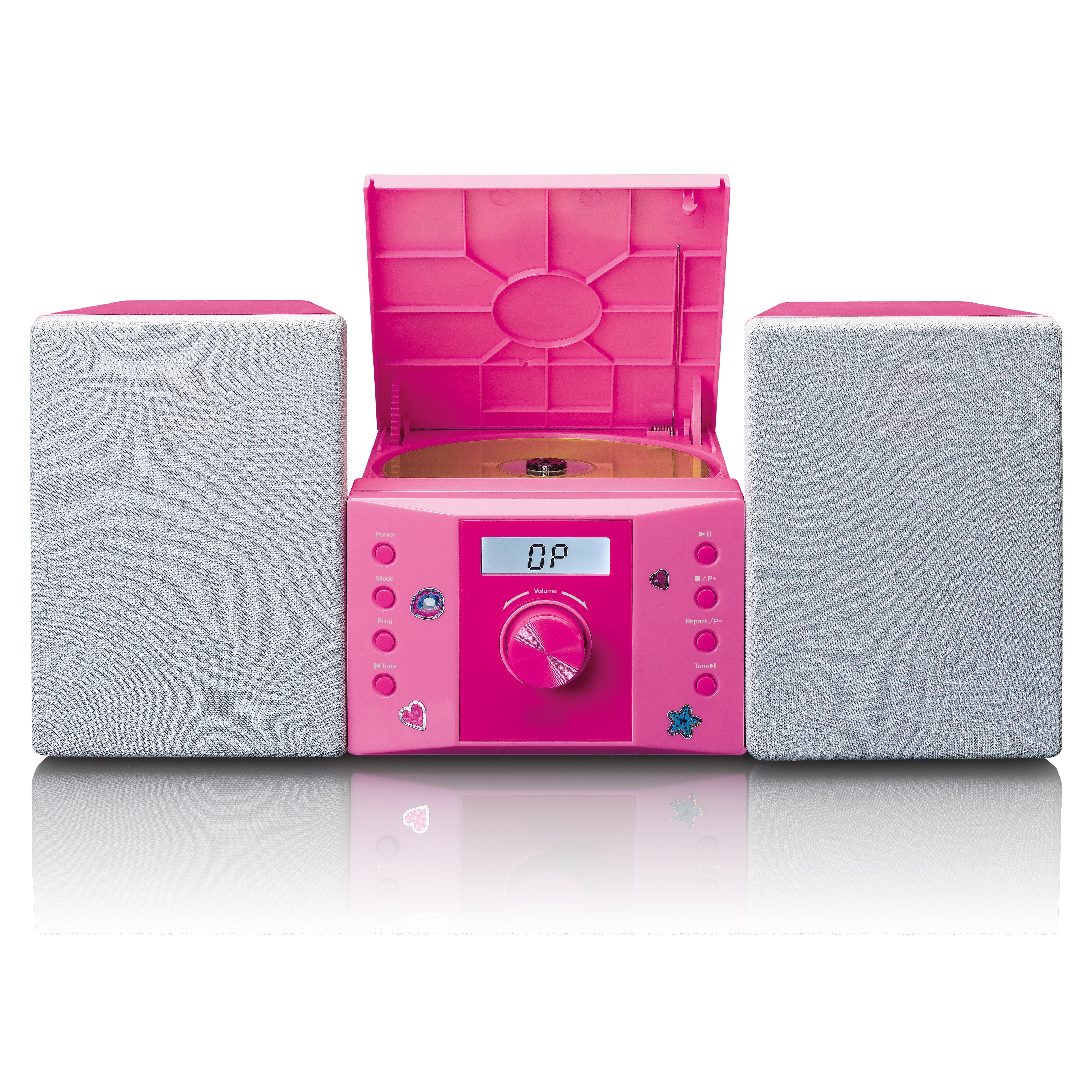 Micro-Set mit CD FM Radio AUX-IN Aufkleber Pink