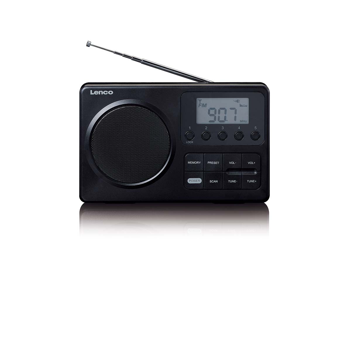 MPR-035BK Kompaktes tragbares FM Radio mit LCD Bildschirm Schwarz