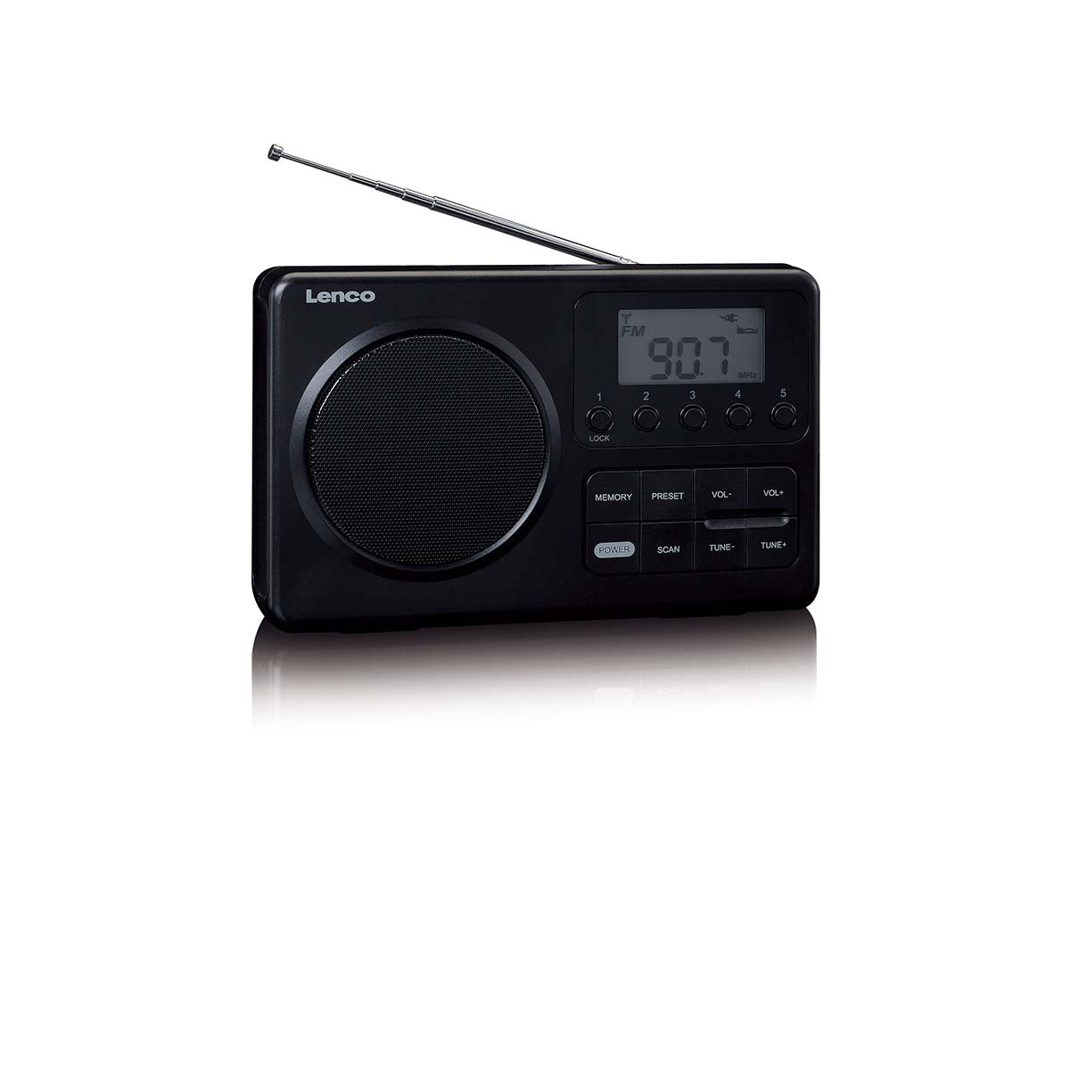 MPR-035BK Kompaktes tragbares FM Radio mit LCD Bildschirm Schwarz