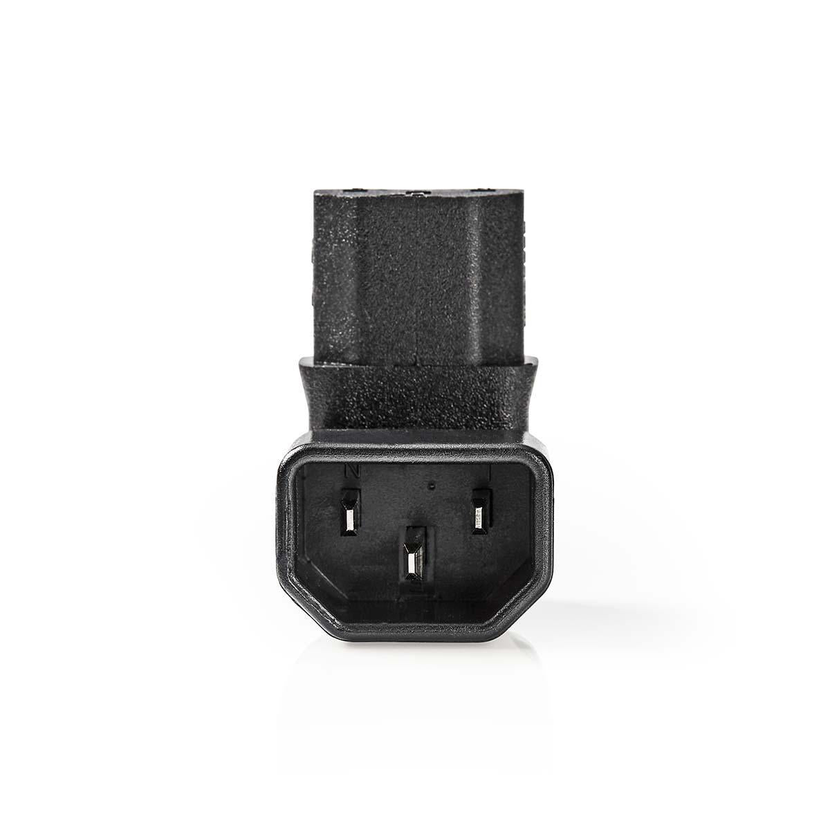 Extension Plug | IEC-320-C13 | IEC-320-C14 | 90° abgewinkelt | Vernickelt | PVC | Schwarz | Box | 1 Stück