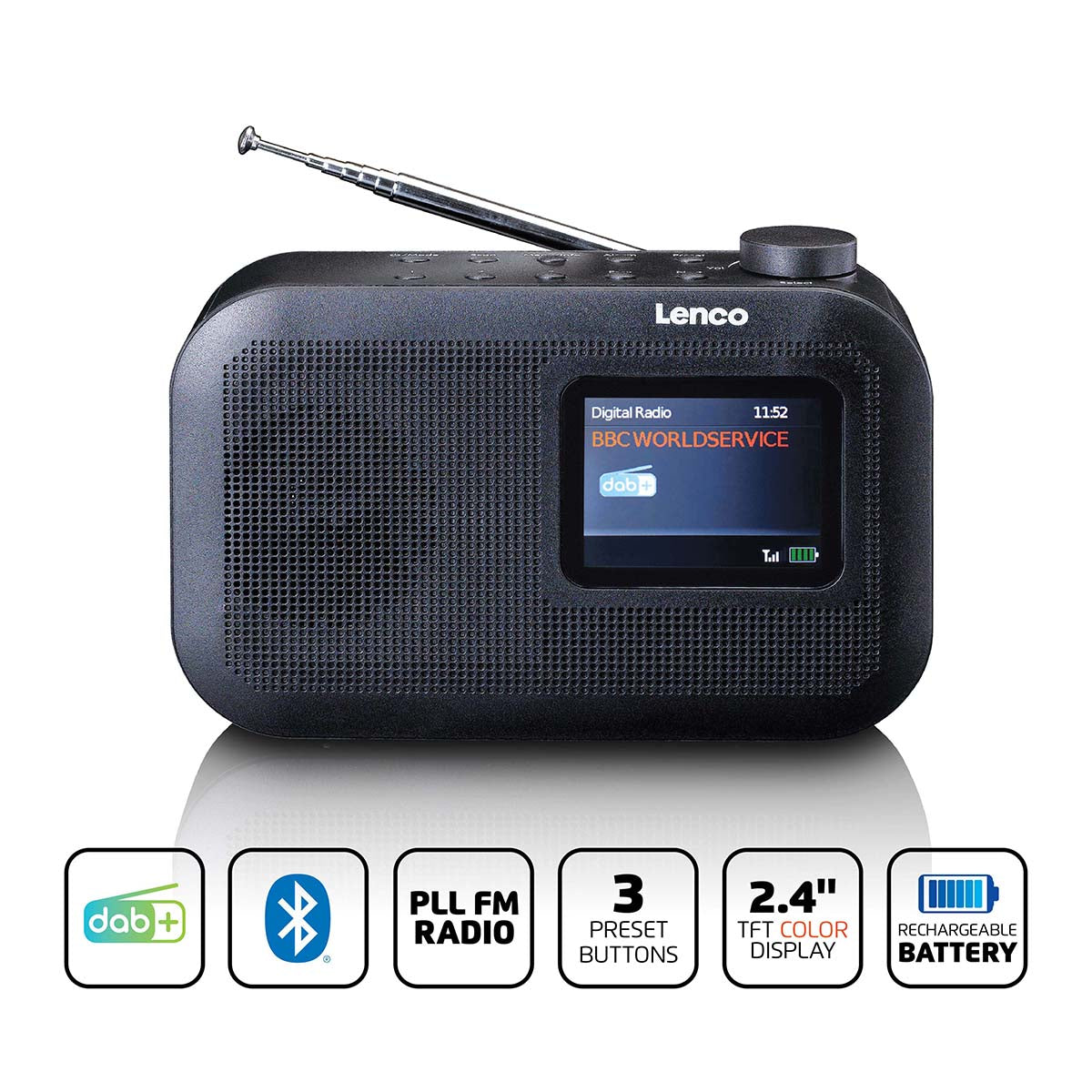 Tragbares DAB+/FM-Radio mit Bluetooth® Farbdisplay-Akku Schwarz