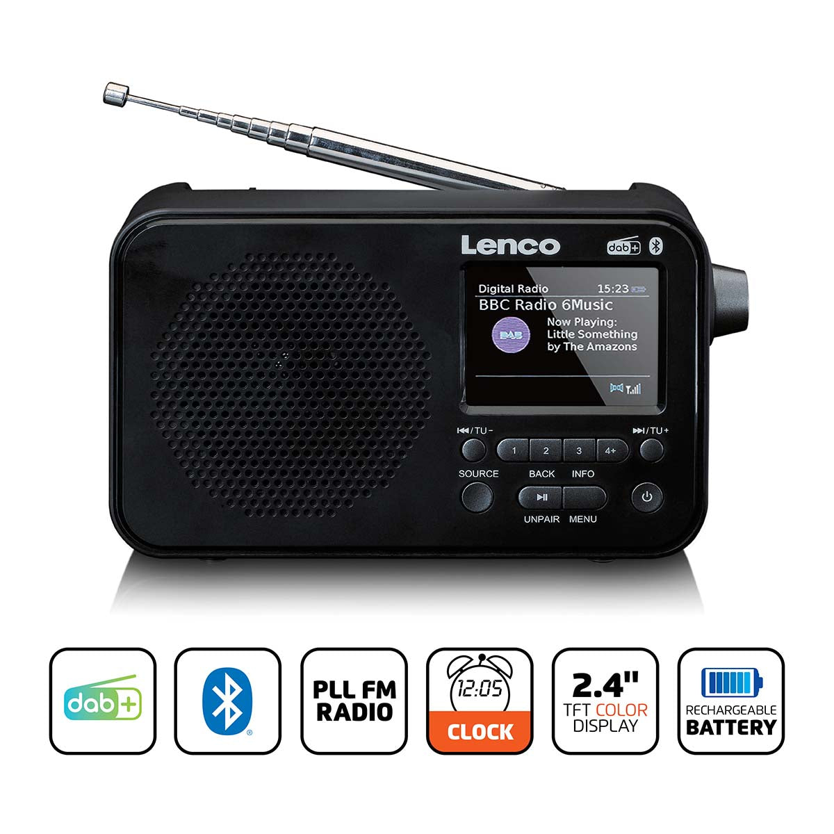 Tragbares DAB+ FM-Radio mit Bluetooth® 2,4" TFT-Display Schwarz