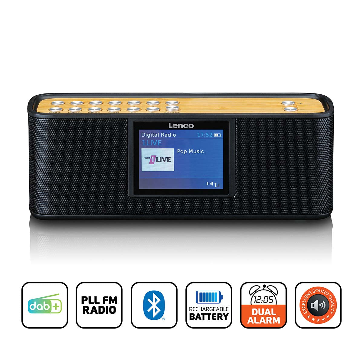 DAB/FM mit 2,4"-Farbdisplay Bluetooth®-Akku Schwarz