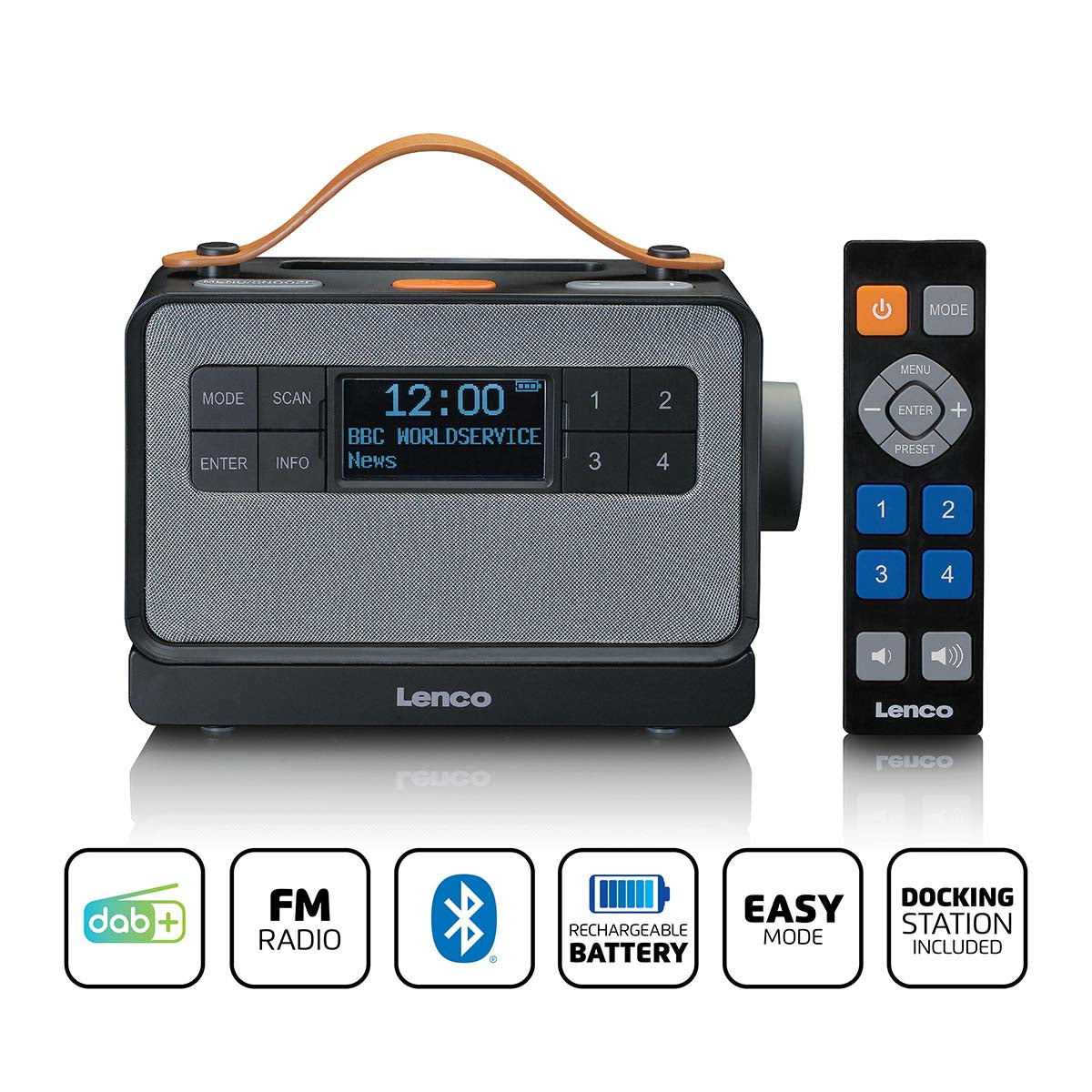 Tragbares FM/DAB+ Radio mit großen Tasten und "Easy Mode"-Funktion Schwarz