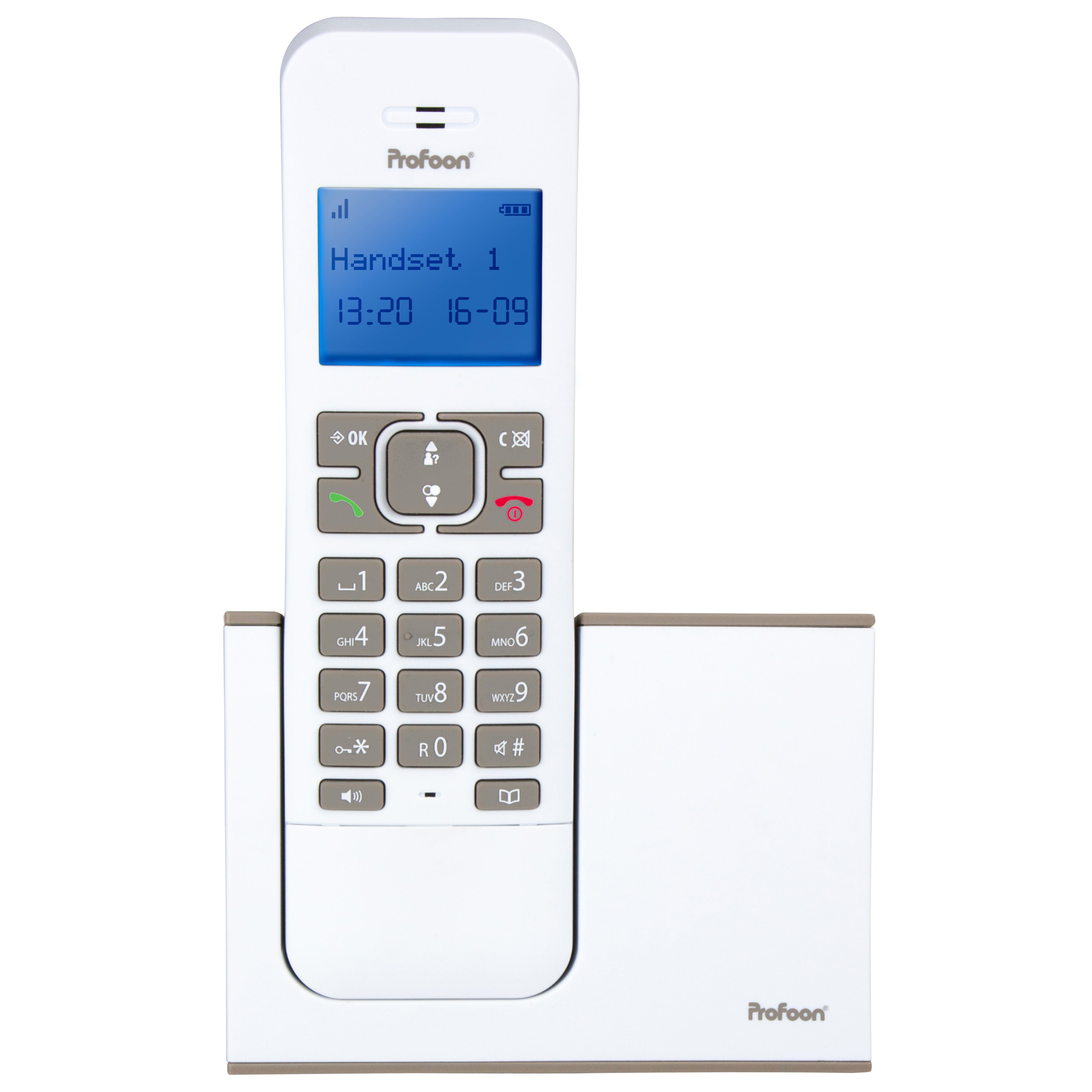 Schnurloses Telefon mit 1 Hörer Weiß / Taupe