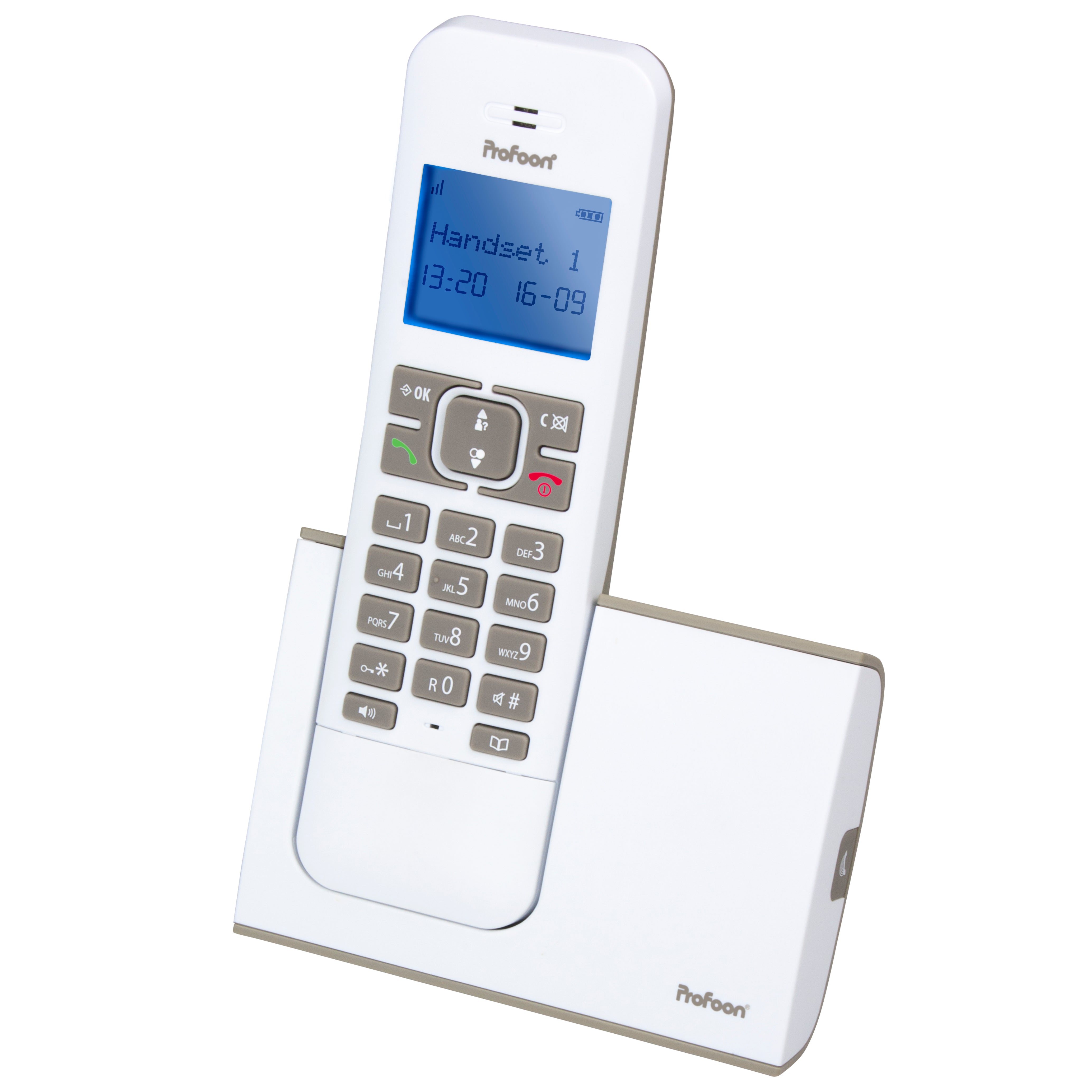 Schnurloses Telefon mit 1 Hörer Weiß / Taupe