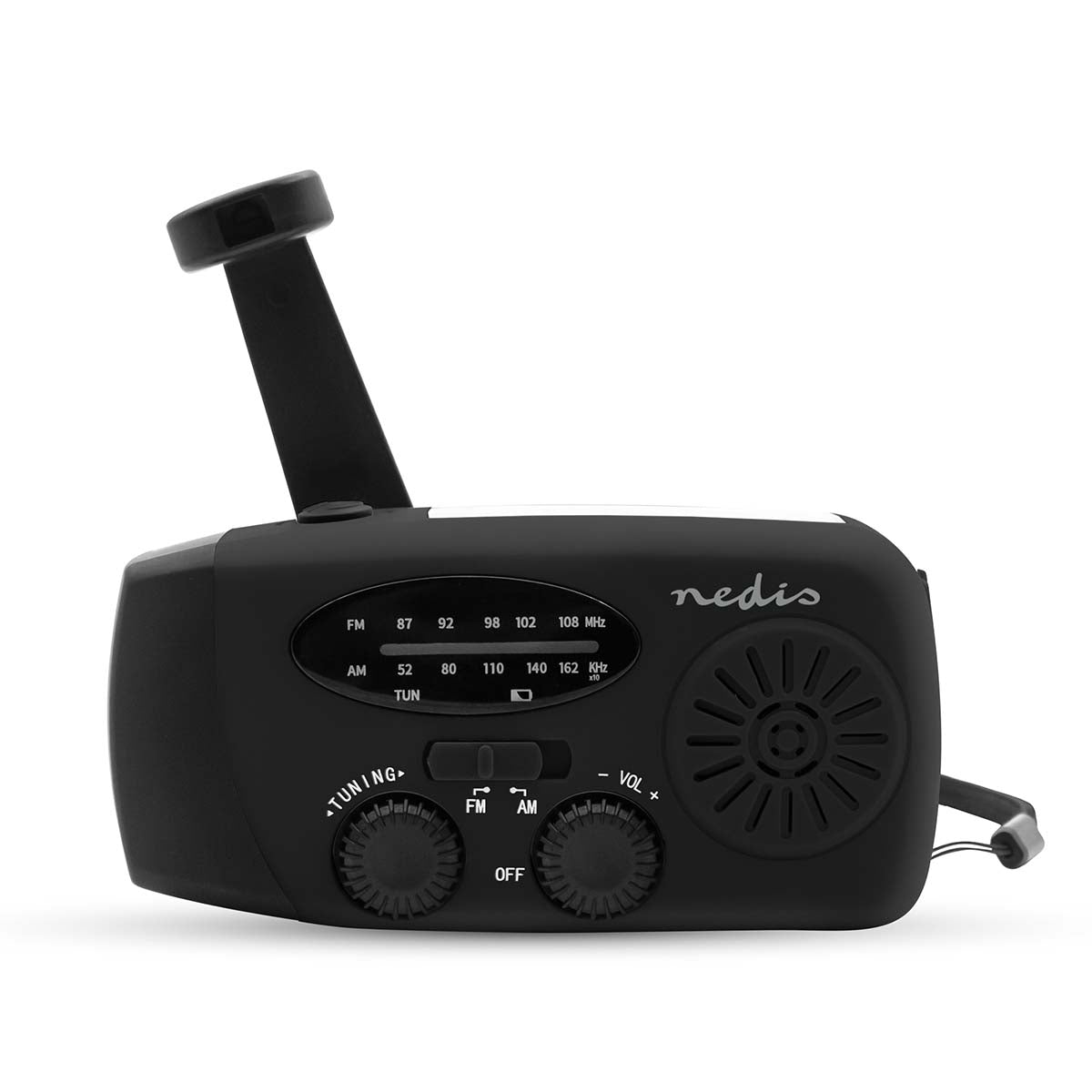 Notfallradio | Tisch Ausführumg | AM / FM | Powerbank Funktion | Akkubetrieben / Handkurbel / Stromversorgung über USB | Schwarz