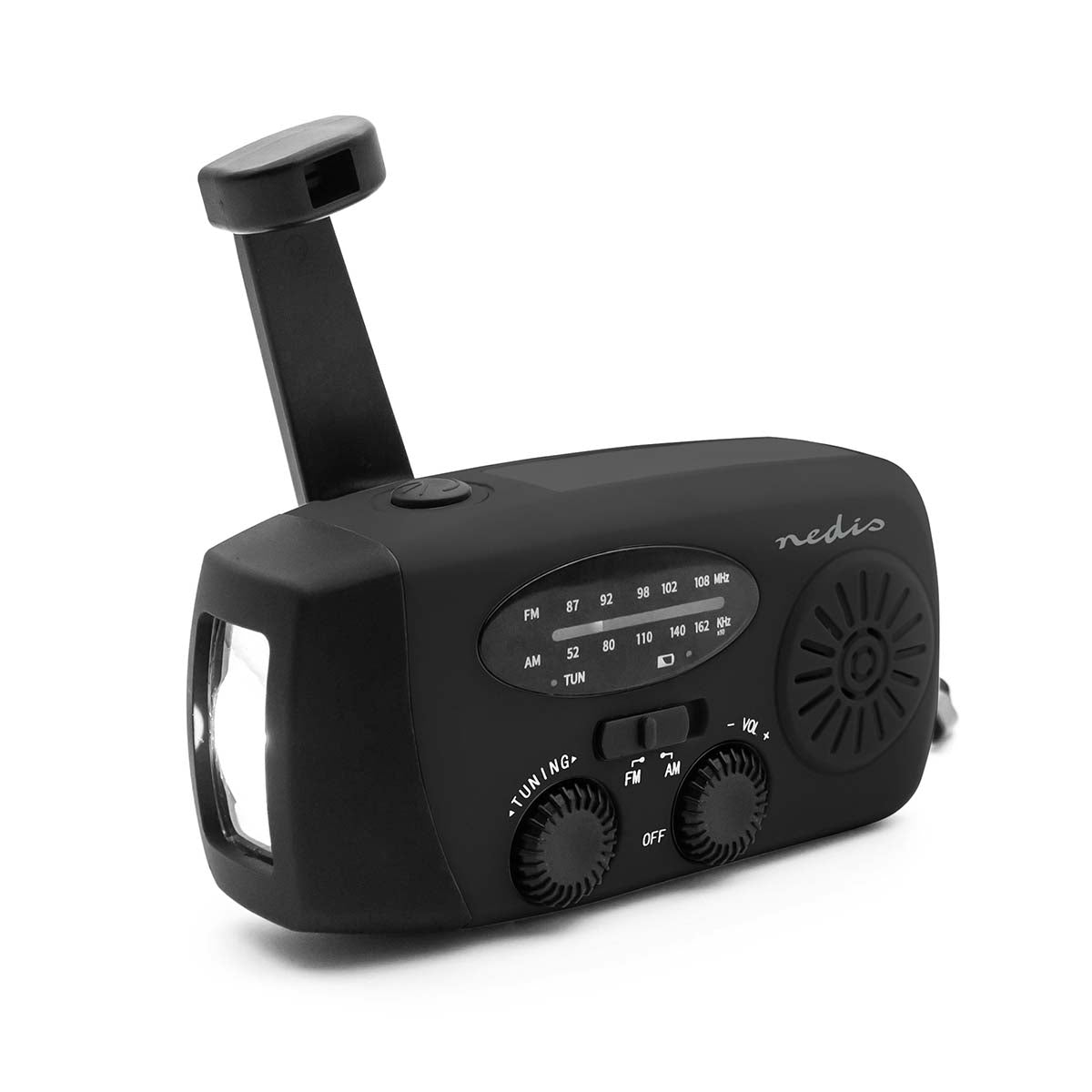 Notfallradio | Tisch Ausführumg | AM / FM | Powerbank Funktion | Akkubetrieben / Handkurbel / Stromversorgung über USB | Schwarz