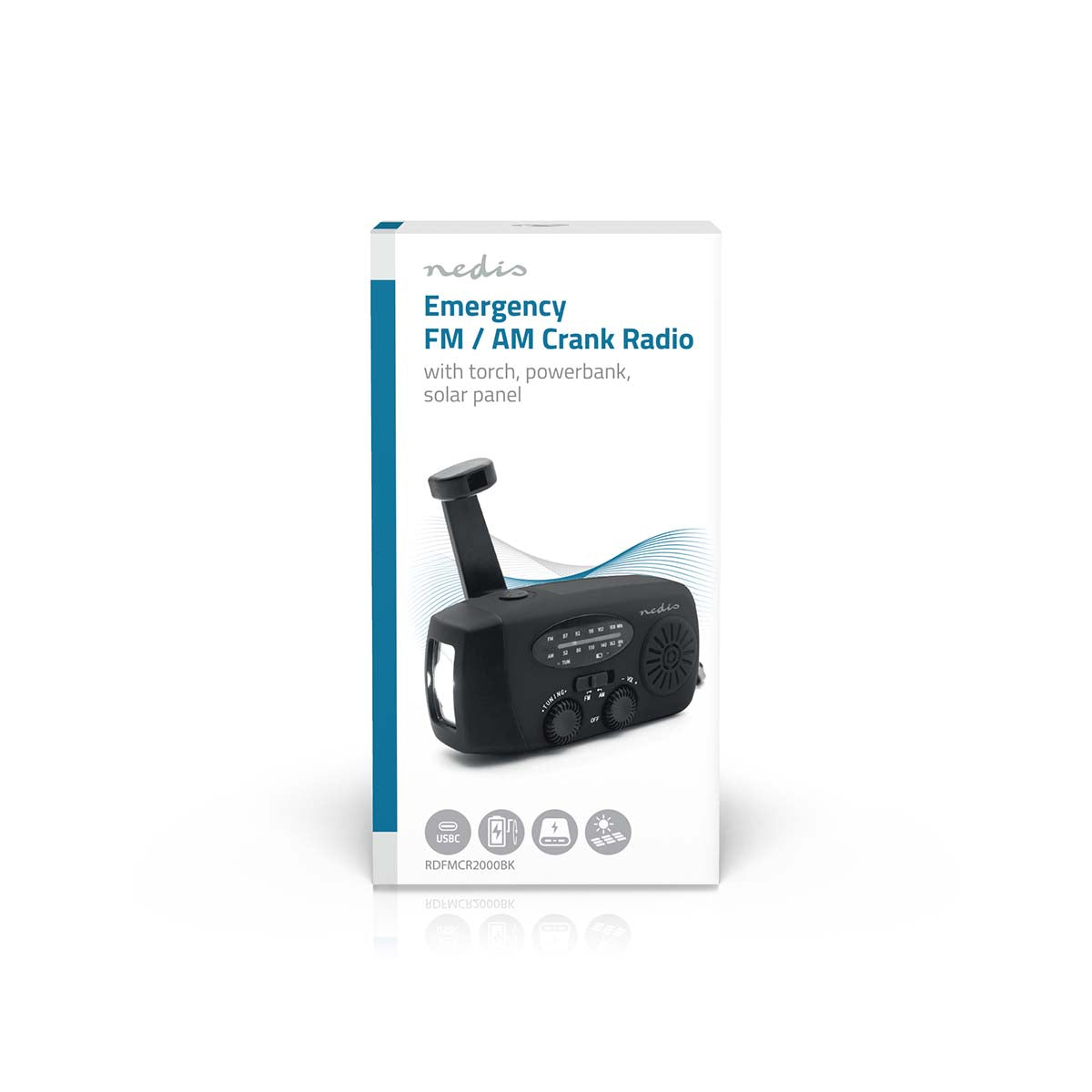 Notfallradio | Tisch Ausführumg | AM / FM | Powerbank Funktion | Akkubetrieben / Handkurbel / Stromversorgung über USB | Schwarz