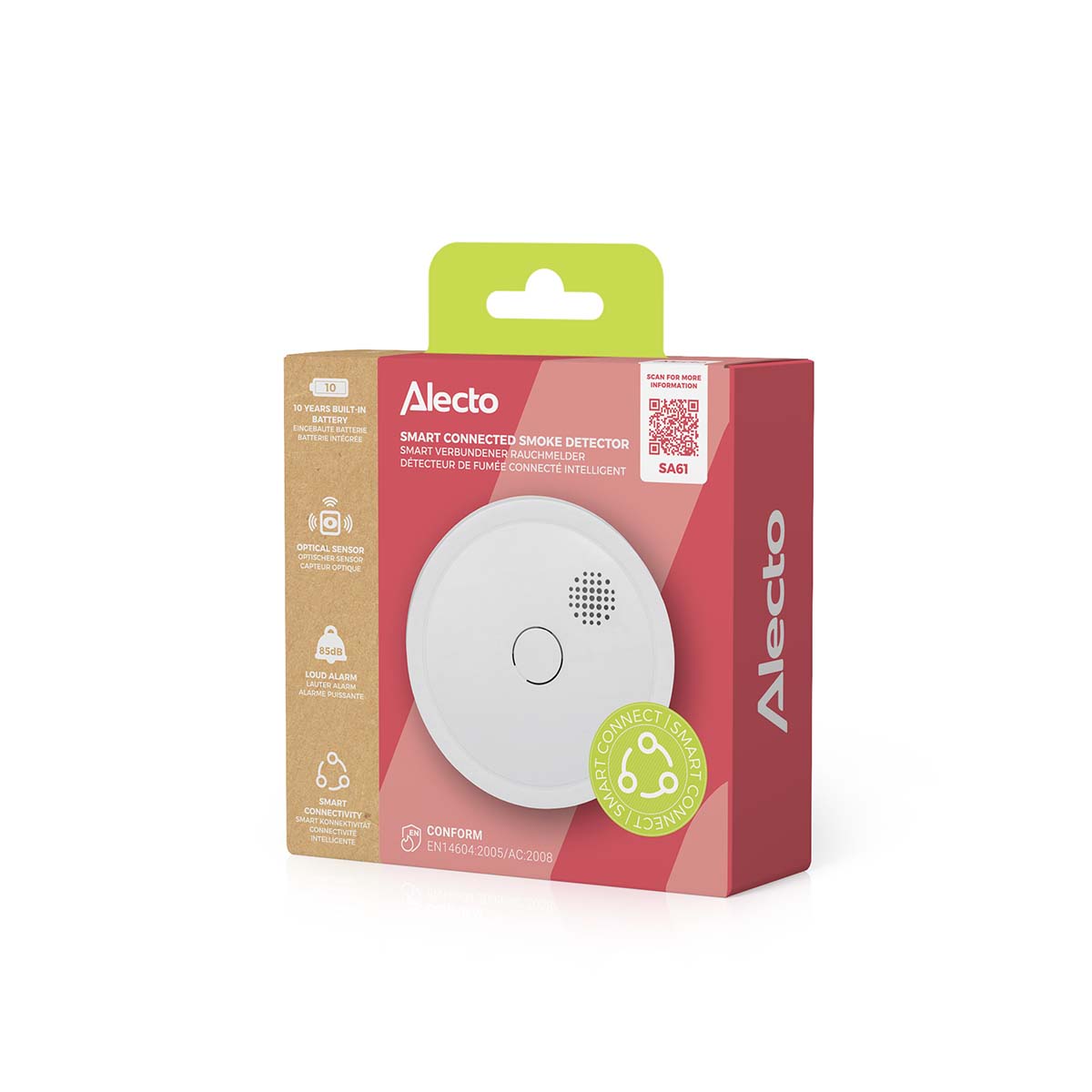 Drahtlos anschließbarer Rauchmelder 10 Jahre Weiß