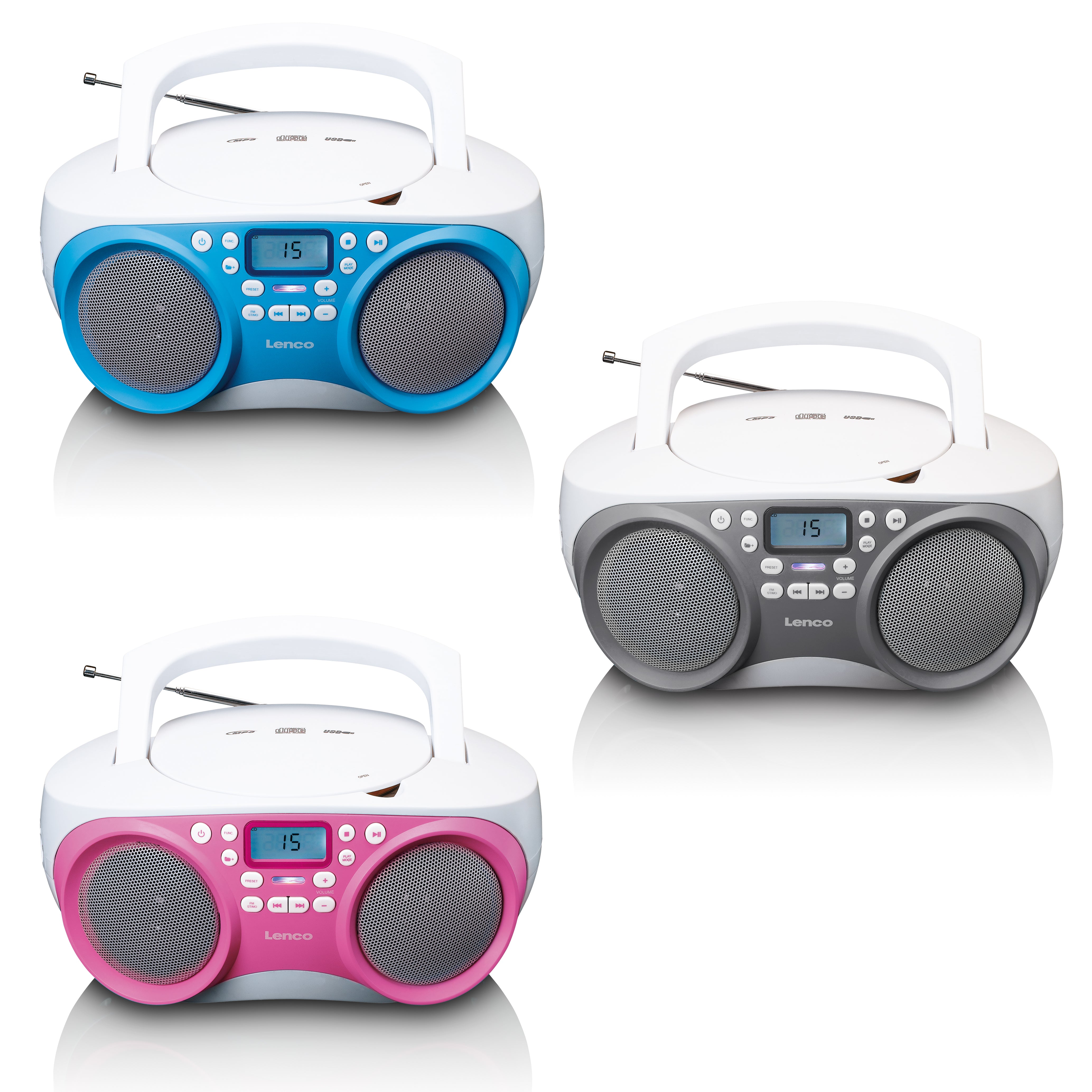 Tragbares FM-Radio/CD/MP3 und USB-Spieler Rosa