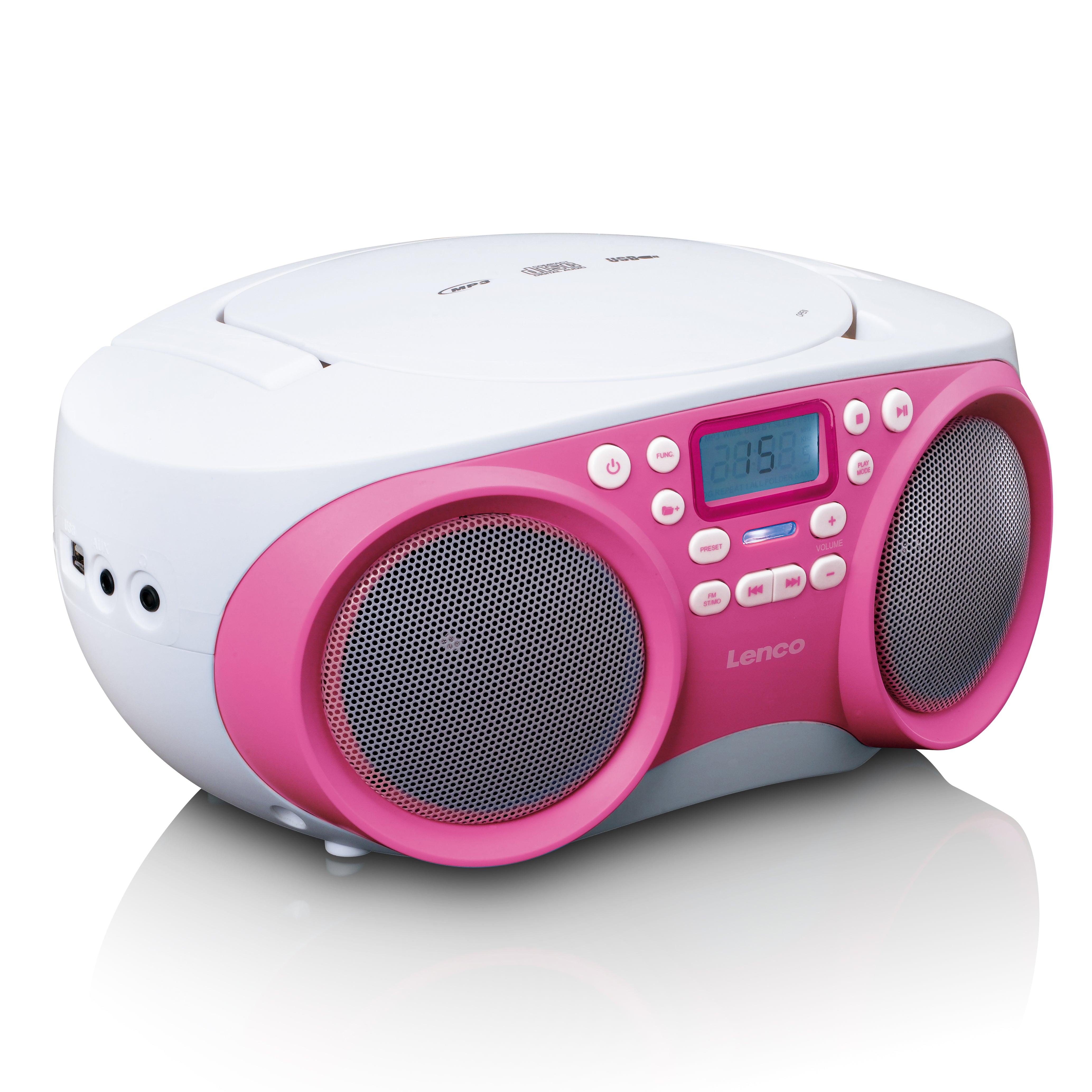 Tragbares FM-Radio/CD/MP3 und USB-Spieler Rosa