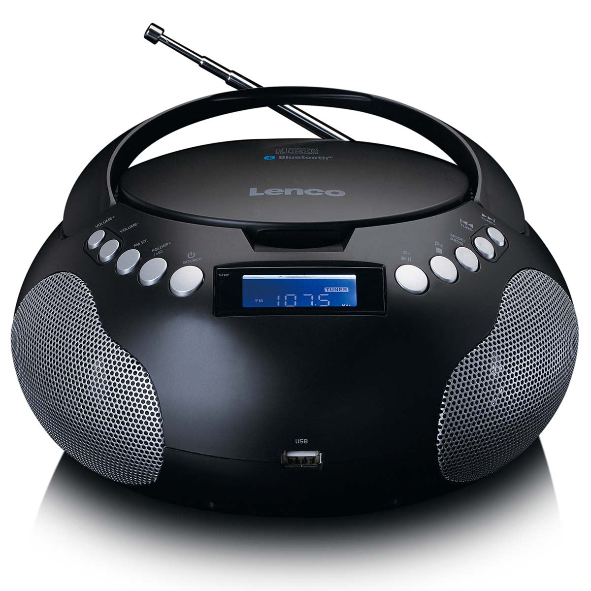 Tragbares Radio CD/MP3 mit USB und Bluetooth Schwarz