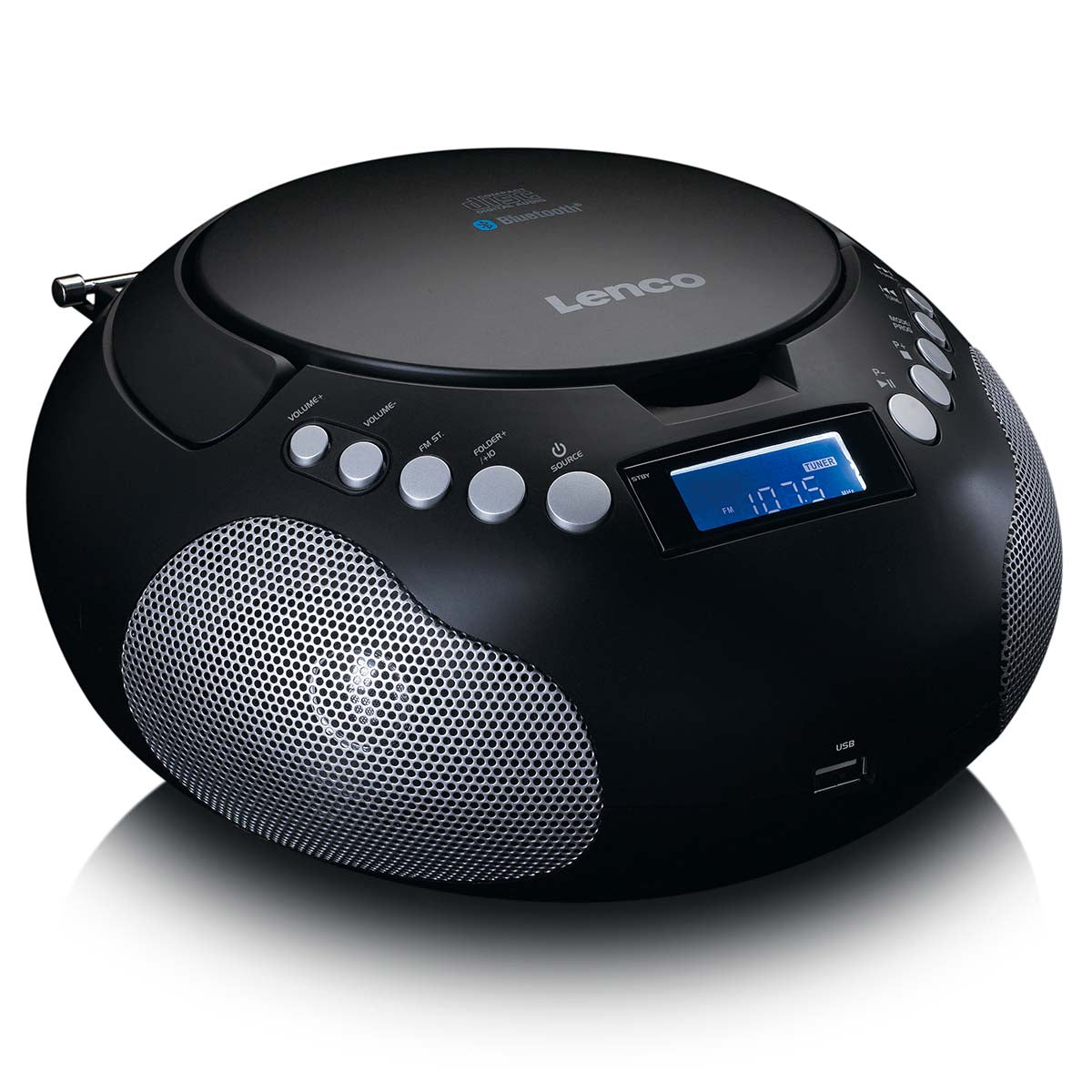 Tragbares Radio CD/MP3 mit USB und Bluetooth Schwarz