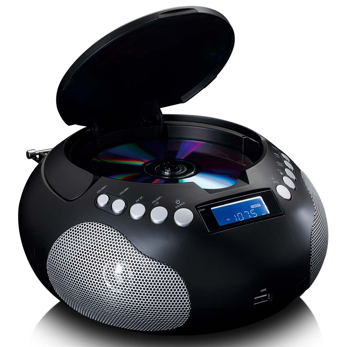 Tragbares Radio CD/MP3 mit USB und Bluetooth Schwarz