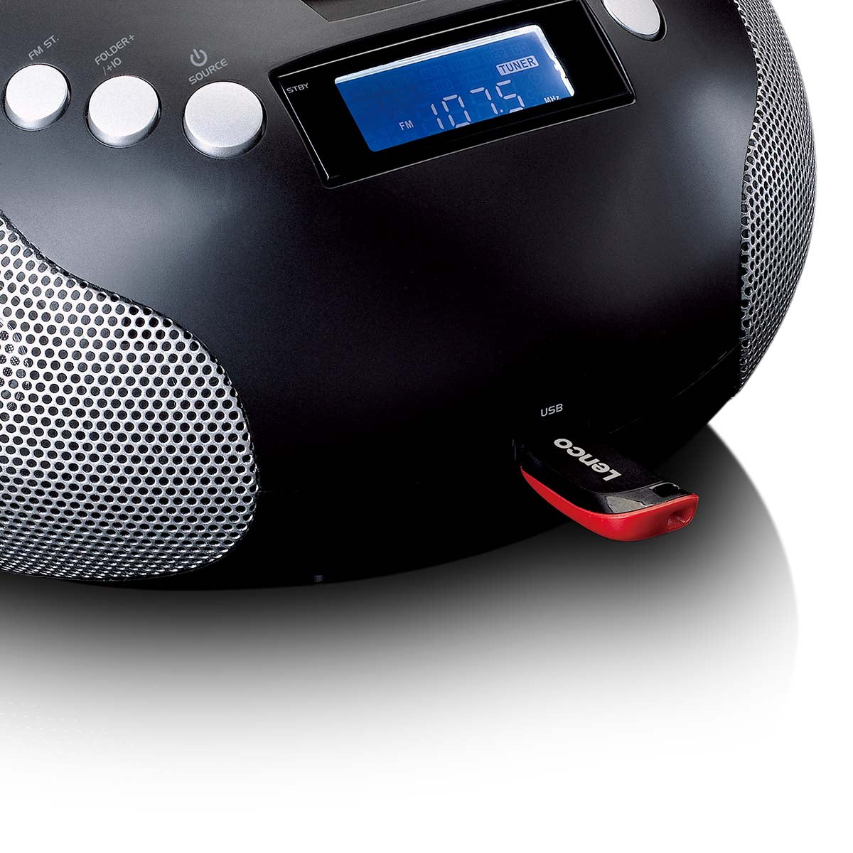 Tragbares Radio CD/MP3 mit USB und Bluetooth Schwarz