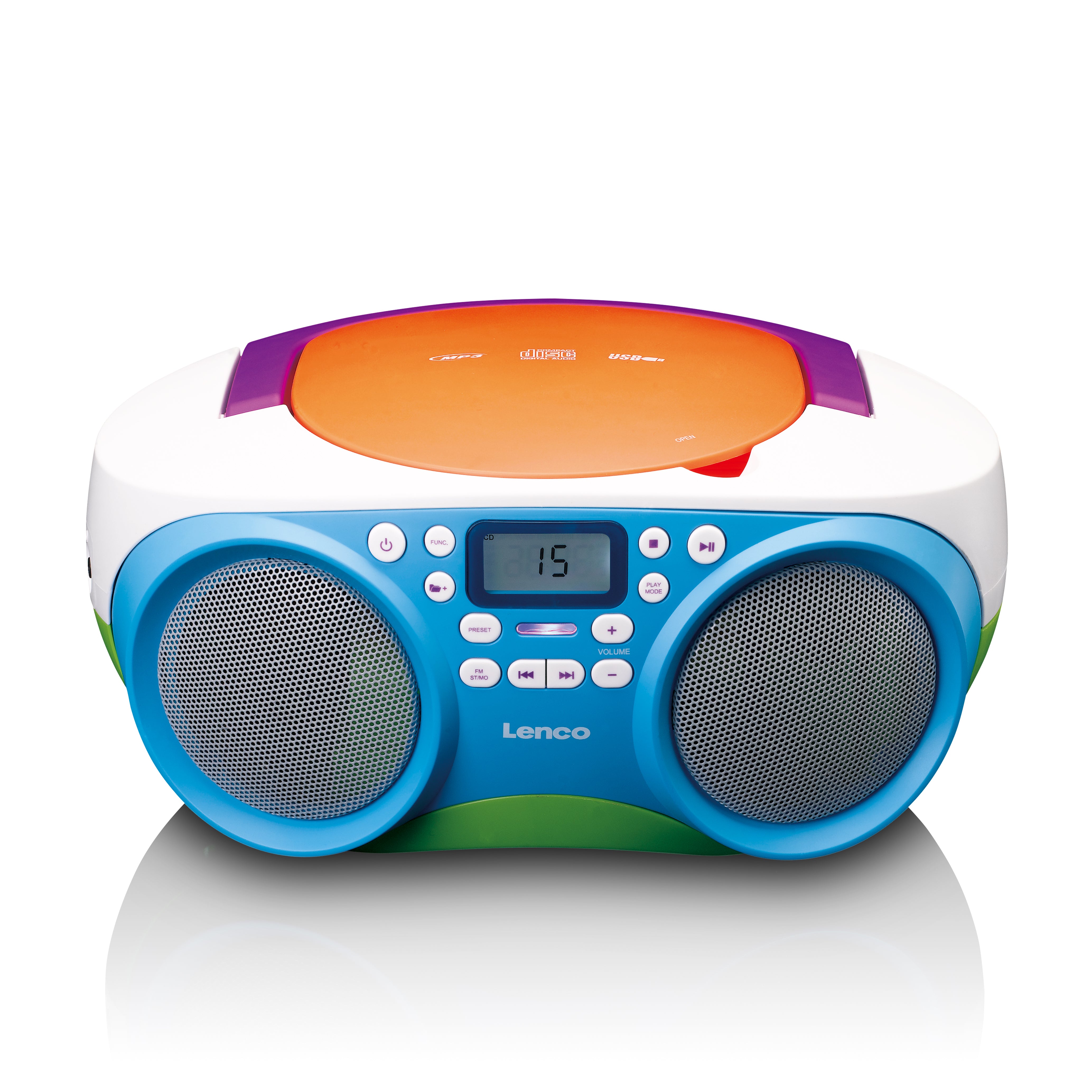 Tragbares FM-Radio und CD/USB-Spieler Mehrfarbig