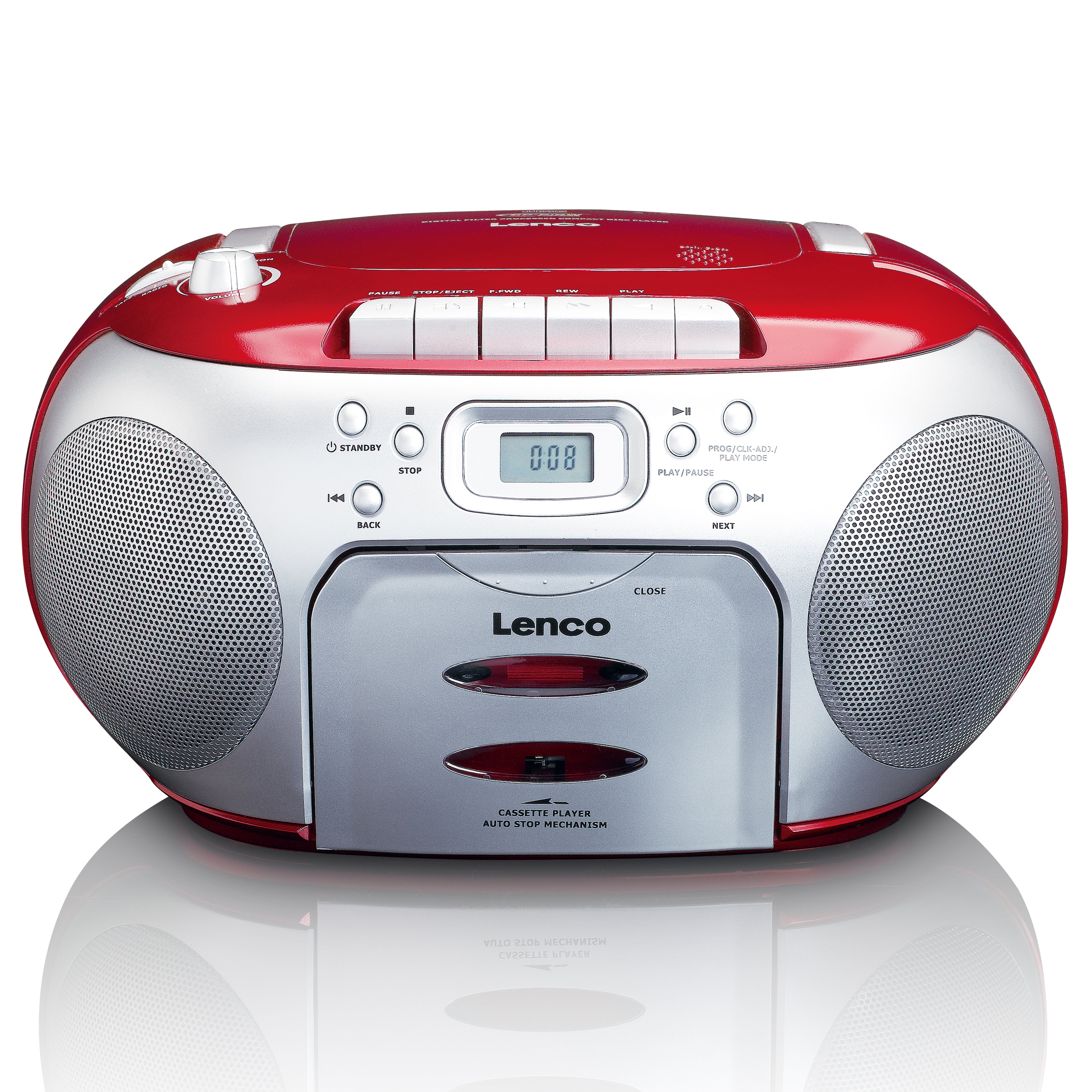 Tragbarer FM-Radio-CD-Kassettenspieler Rot