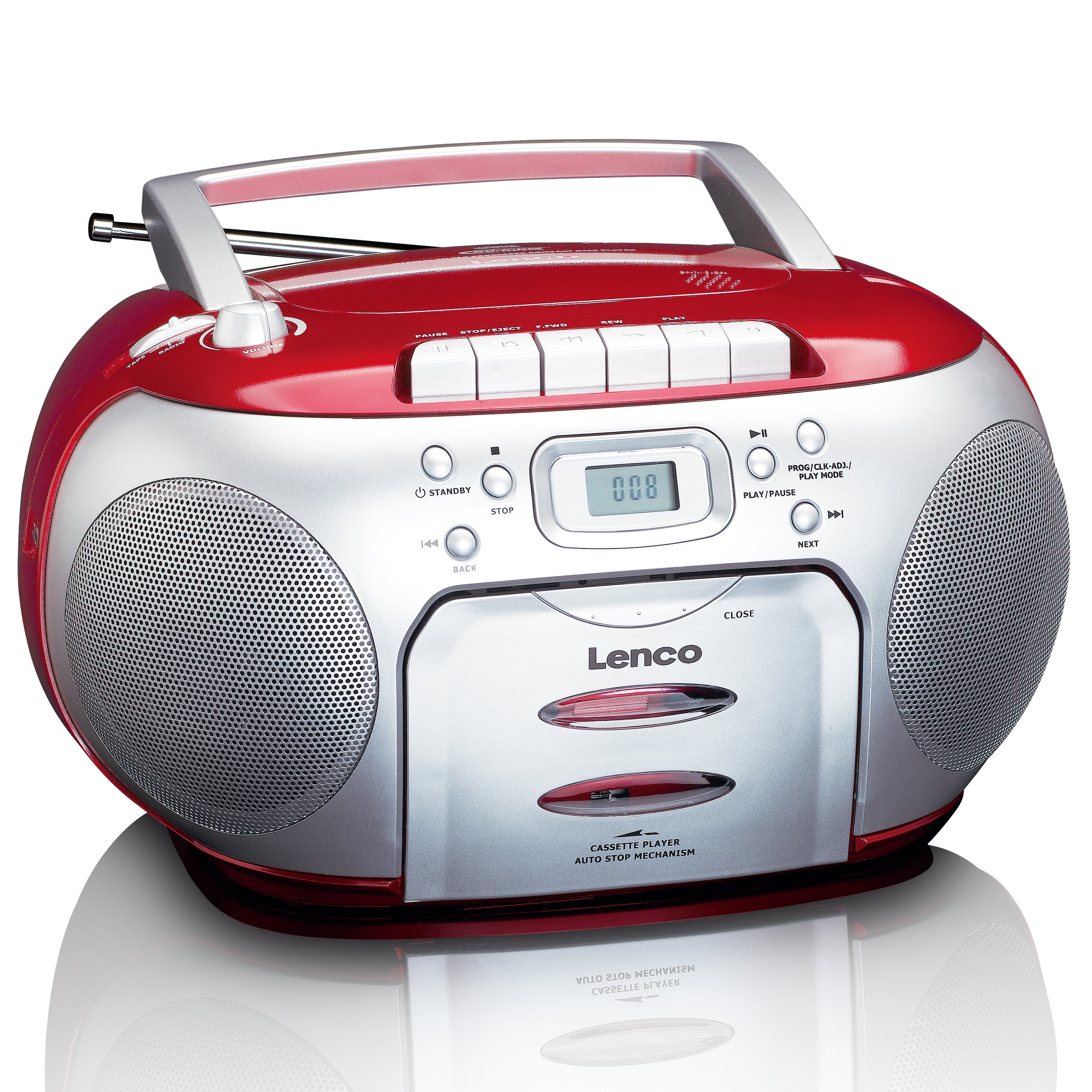 Tragbarer FM-Radio-CD-Kassettenspieler Rot