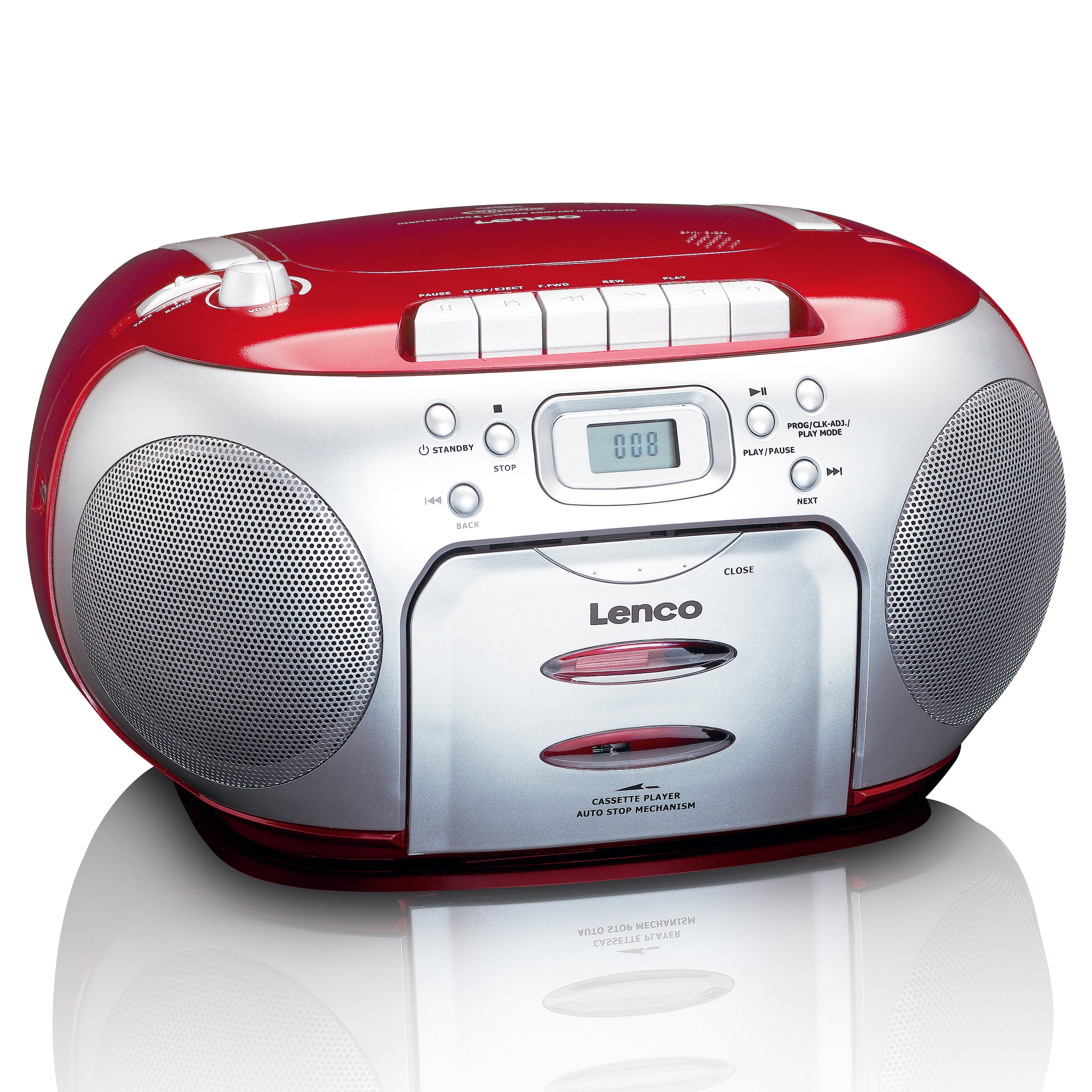 Tragbarer FM-Radio-CD-Kassettenspieler Rot