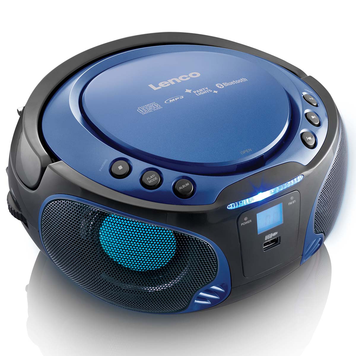 SCD-550BU Tragbares UKW-Radio CD/MP3/USB/Bluetooth-Player® mit LED-Beleuchtung Blau