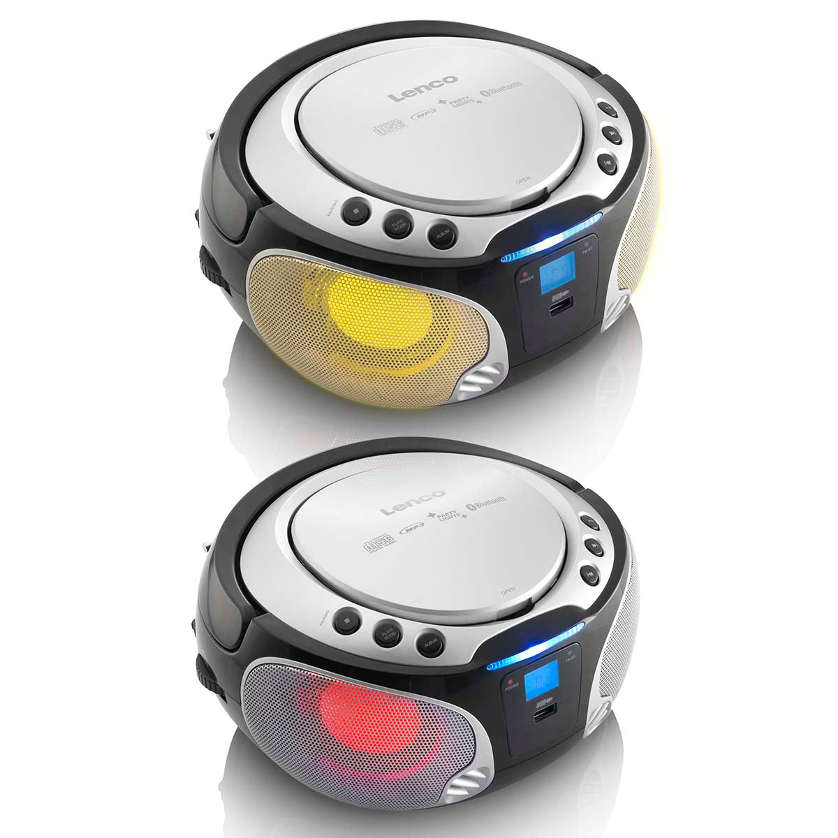 SCD-550SI Tragbares UKW-Radio CD/MP3/USB/Bluetooth-Player® mit LED-Beleuchtung Silber