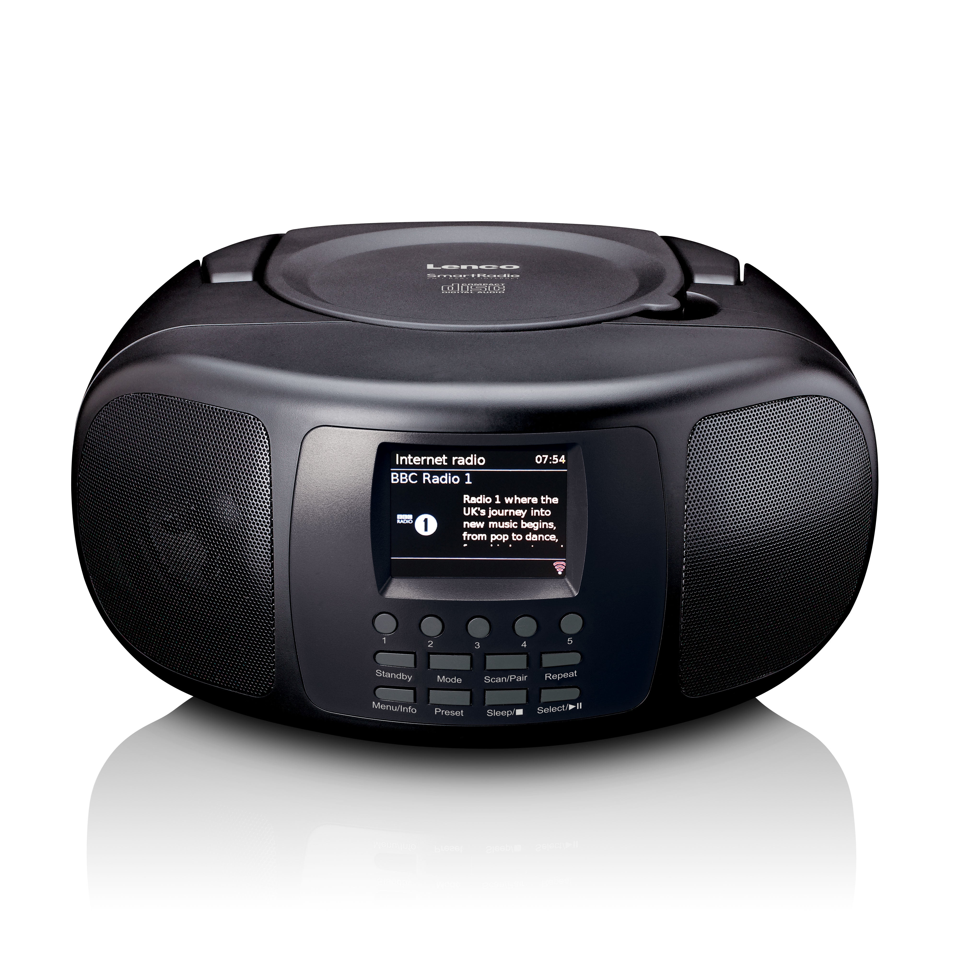Tragbares Internetradio mit DAB+/FM, Bluetooth®, CD-Player und großem LCD-Farbdisplay Schwarz