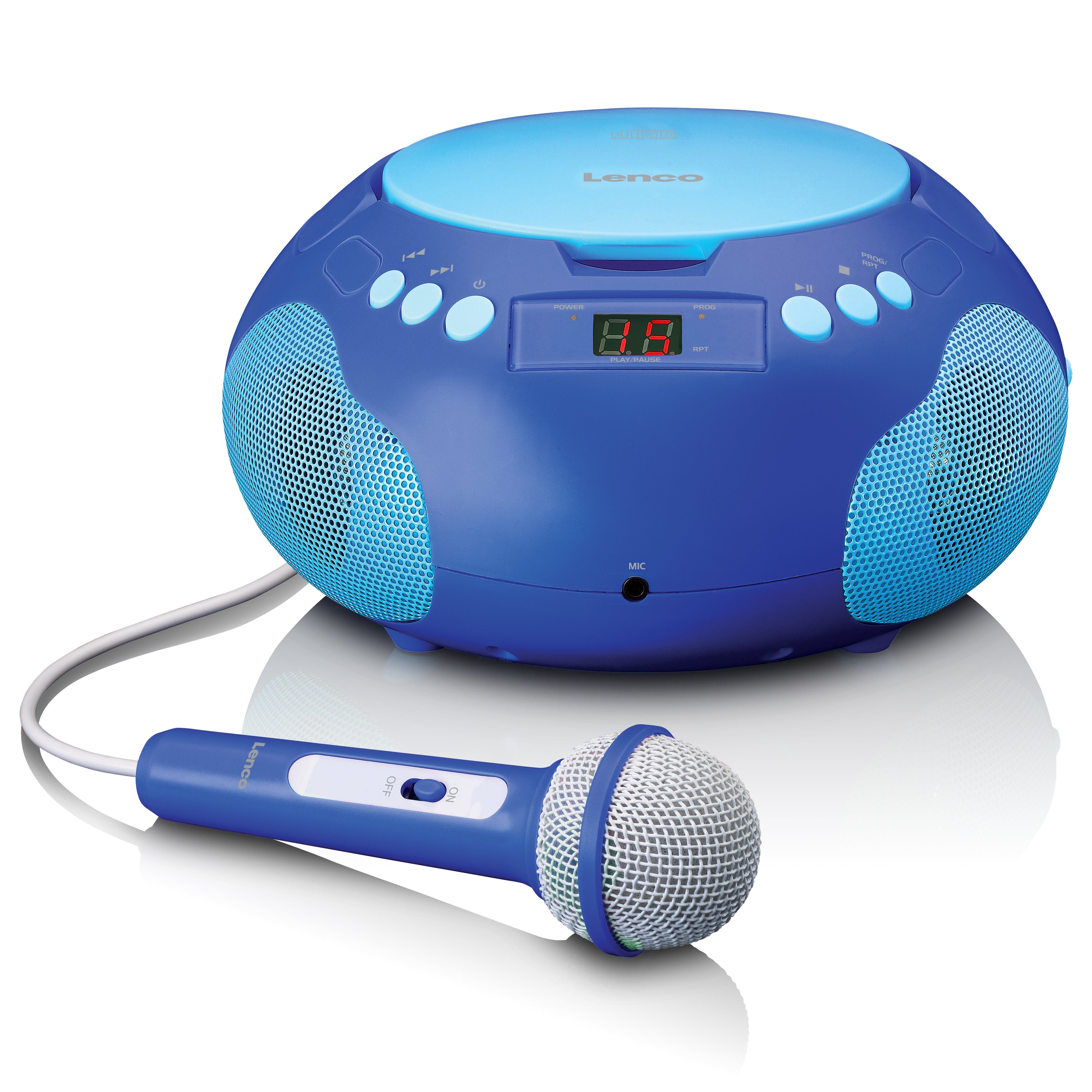 Tragbares Radio/CD-Spieler mit Mikrofon Blau