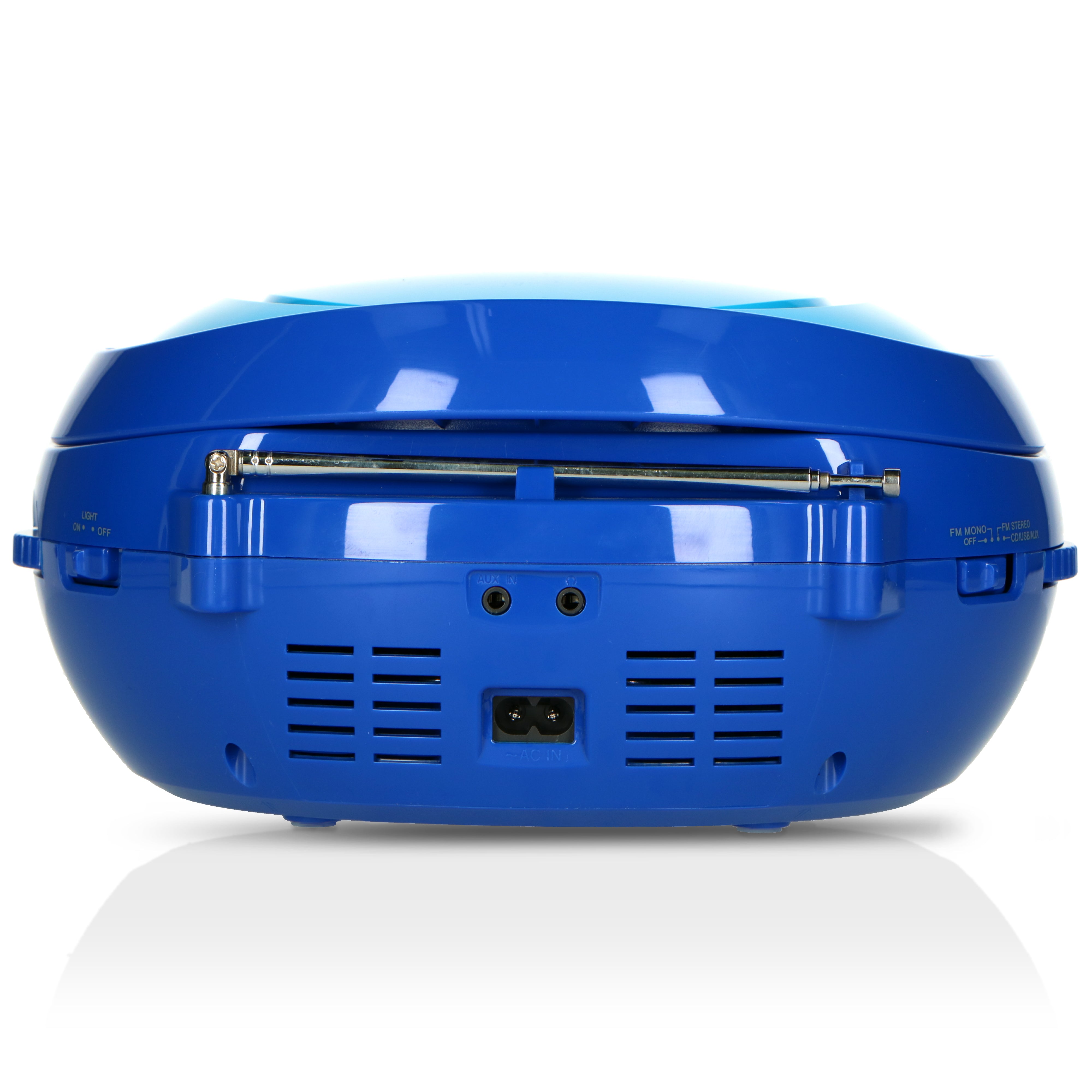 Tragbares FM Radio CD/MP3/USB Mikrofon & Lichteffekte Blau