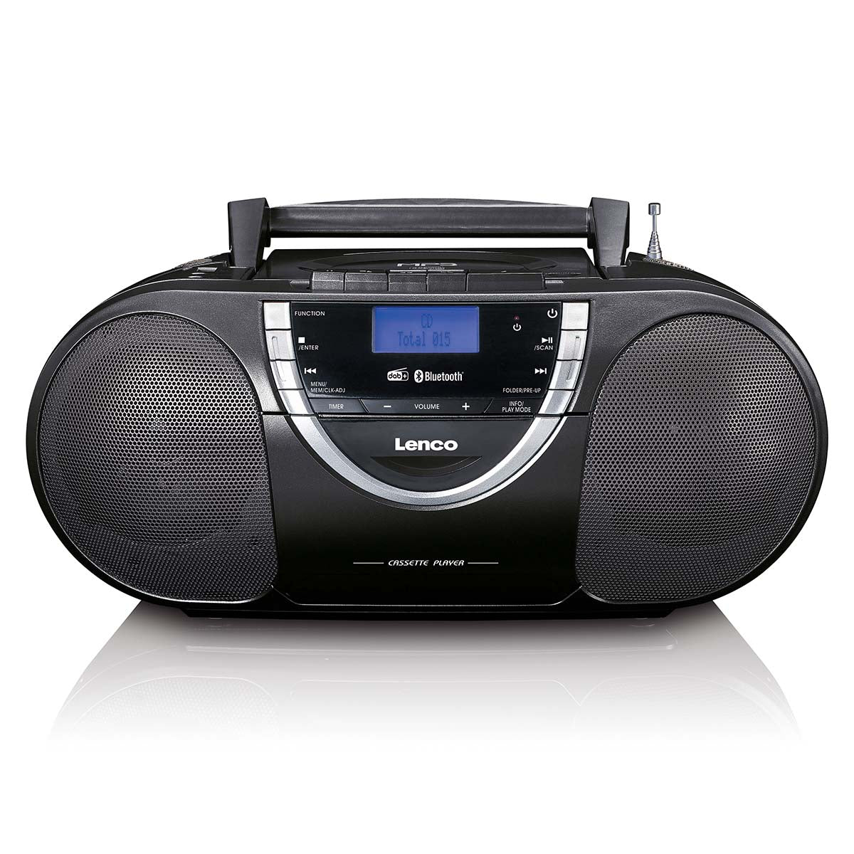Tragbares DAB+ und FM Radio mit CD-Kassette und Bluetooth Schwarz