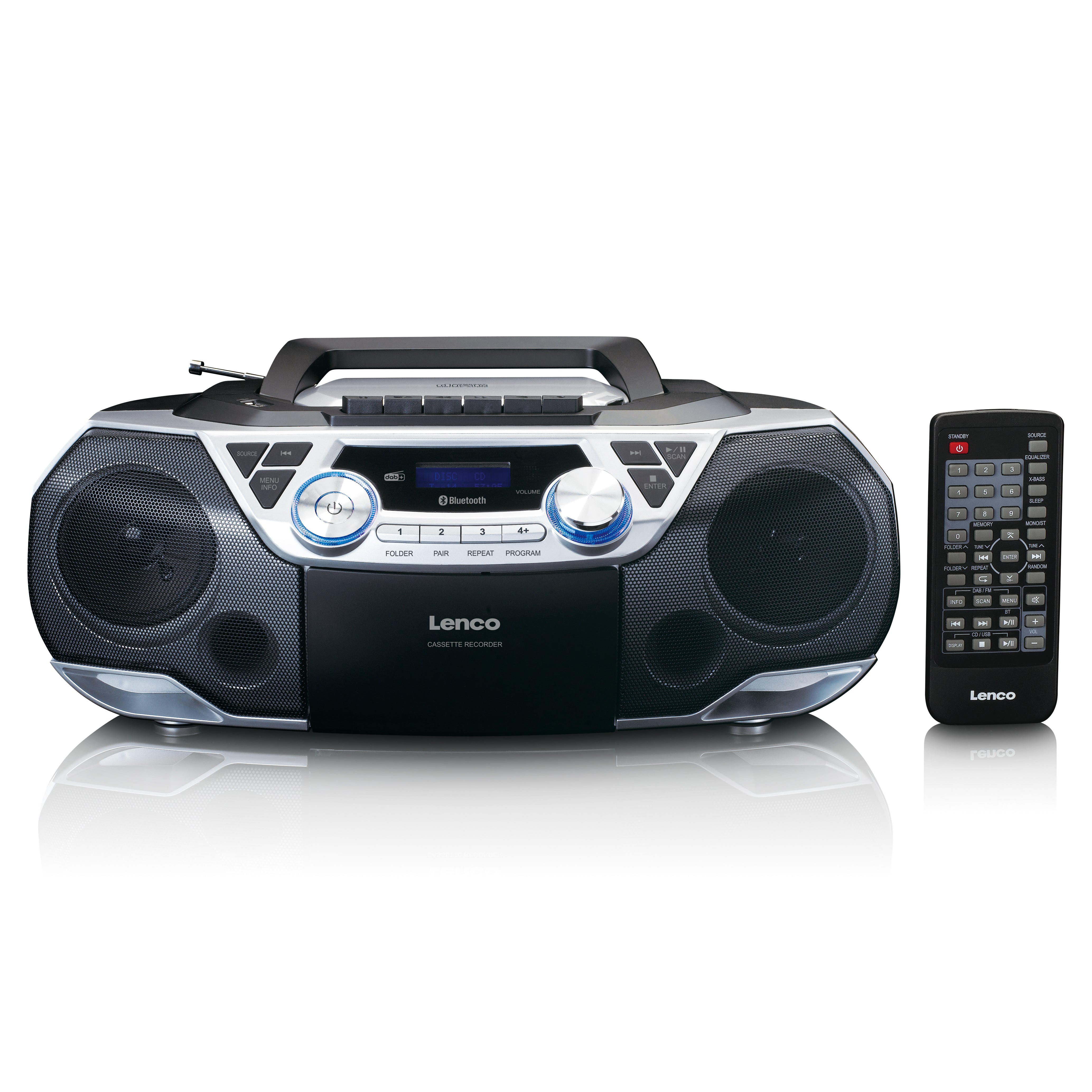 Tragbare Boombox mit DAB+/FM-Radio, Bluetooth®, CD, Kassettenrecorder und USB-Player Silber