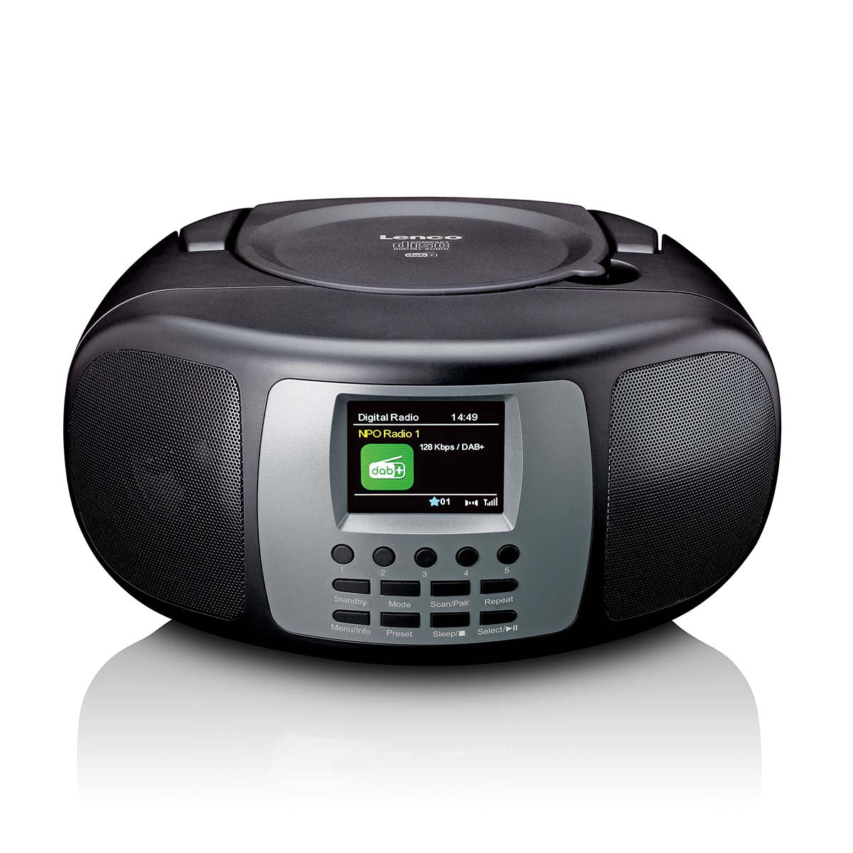 Tragbares DAB+/FM-Radio mit Bluetooth® CD-Player und großem LCD-Farbdisplay Schwarz