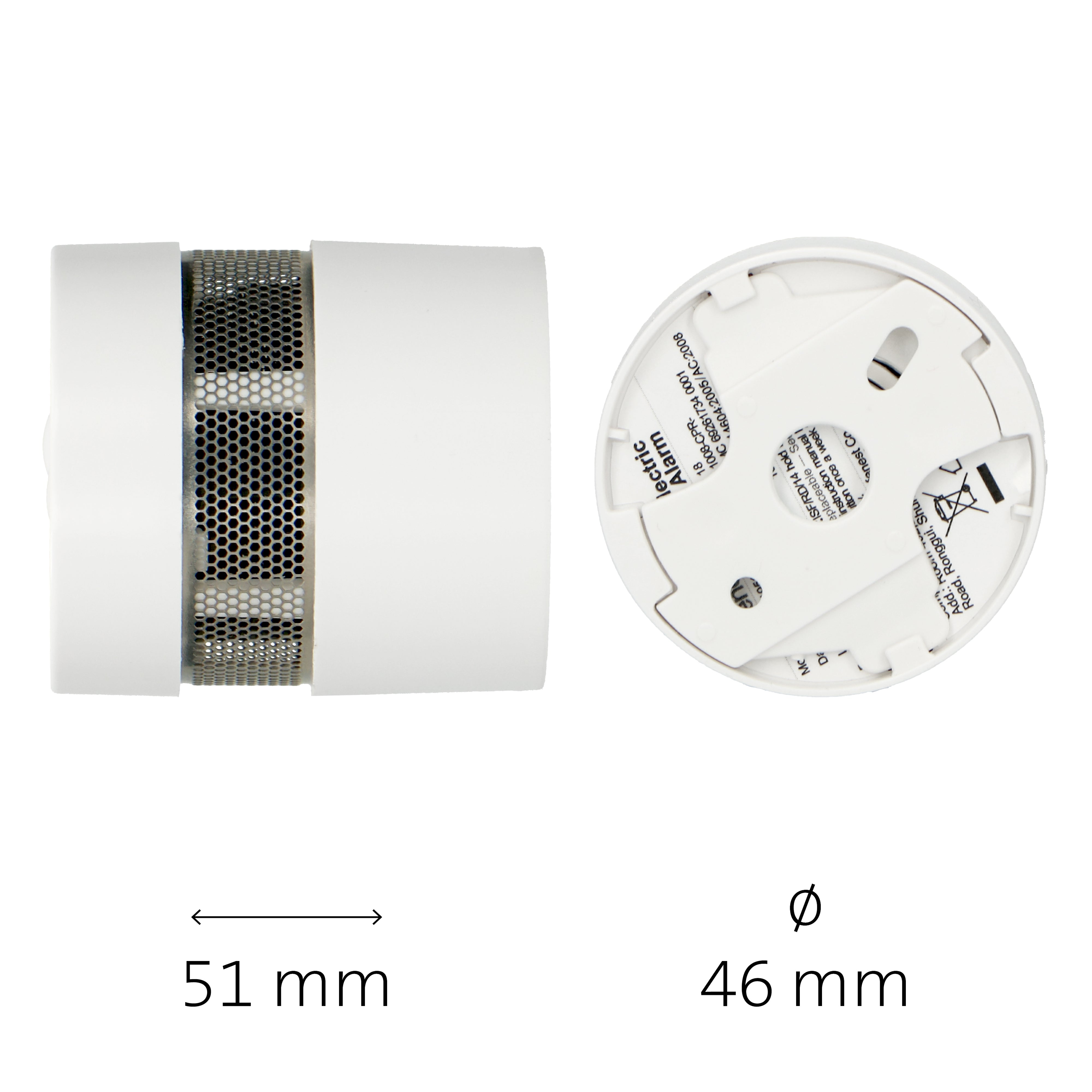 Mini-Rauchmelder mit 10 Jahren Batterie- und Sensorlaufzeit Weiß