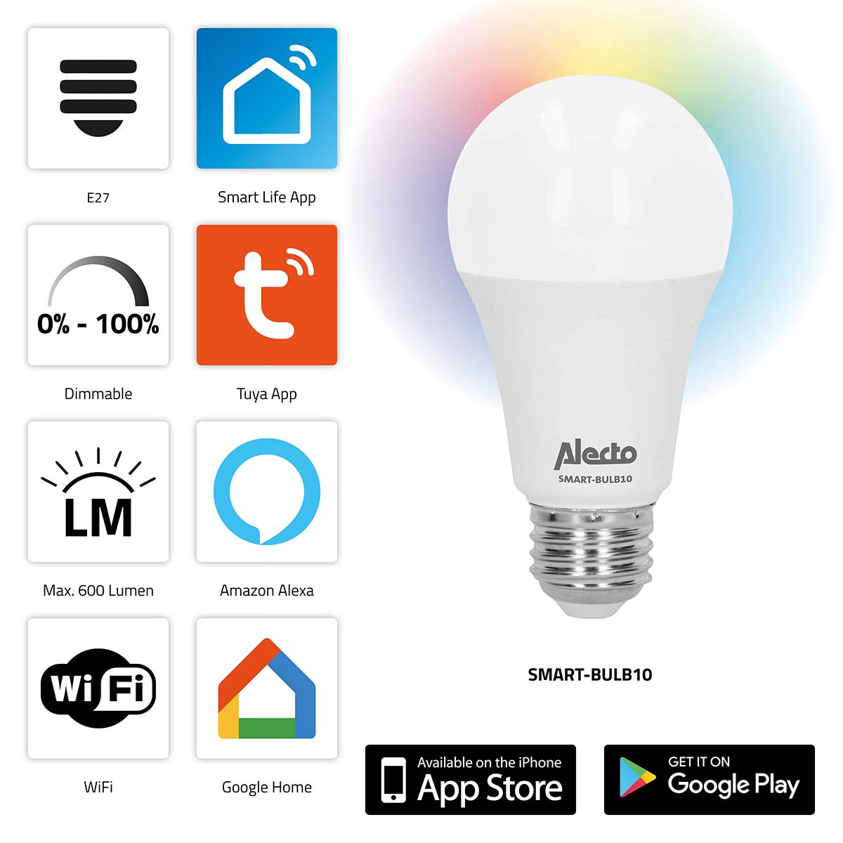 SMART-BULB10 Smarte LED-Farblampe mit Wi-Fi