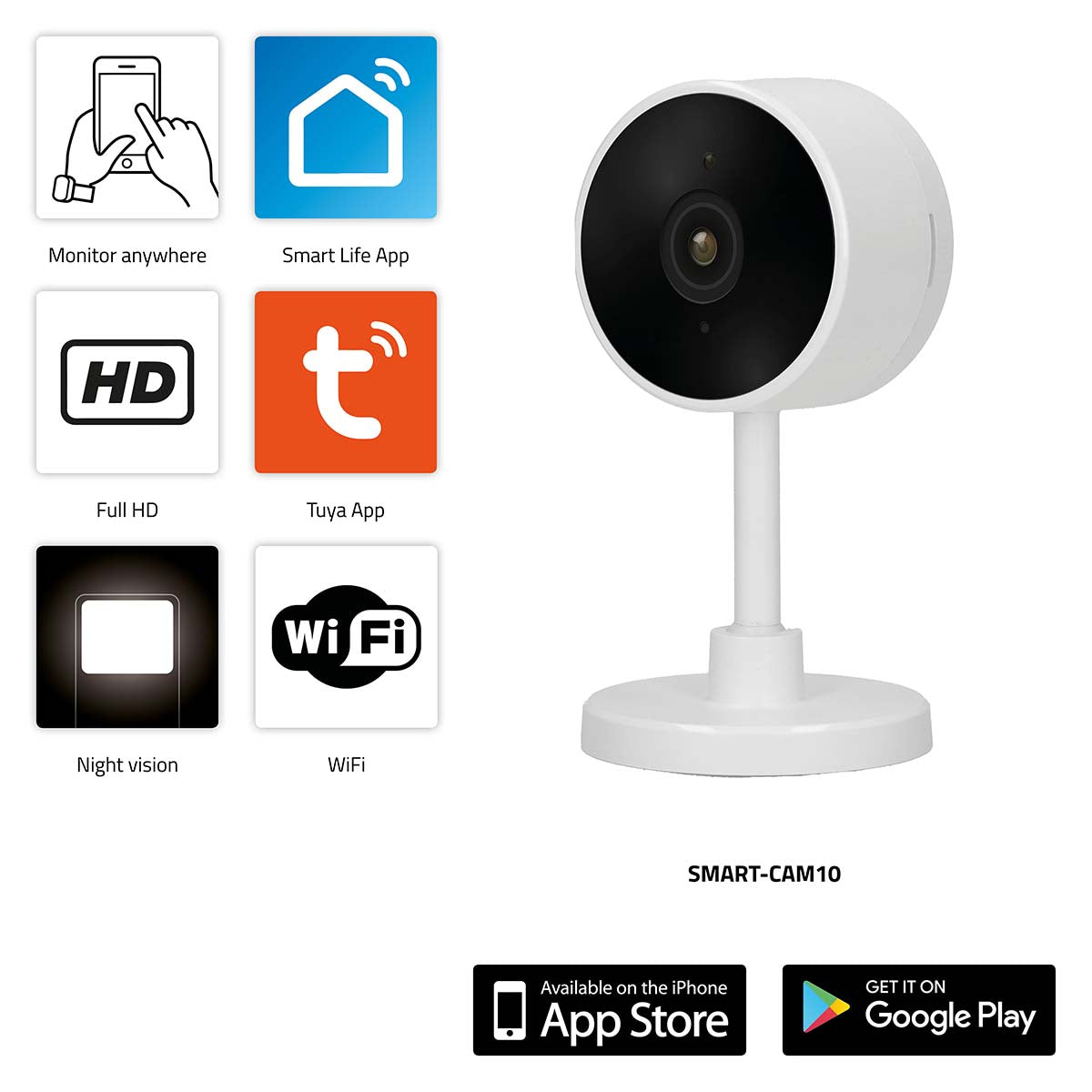 SMART-CAM10 Smarte Wi-Fi-Kamera IP-Kamera für die Hausautomation
