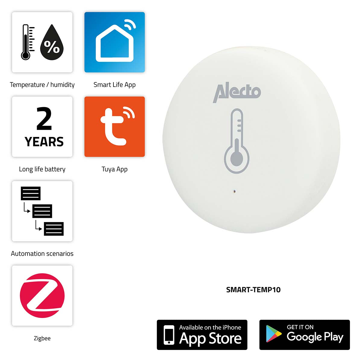 SMART-TEMP10 Intelligenter Zigbee-Temperatur- und Feuchtigkeitssensor
