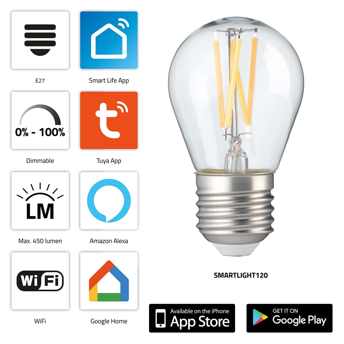 SMARTLIGHT120 Smart-Filament-LED-Lampe mit Wi-Fi