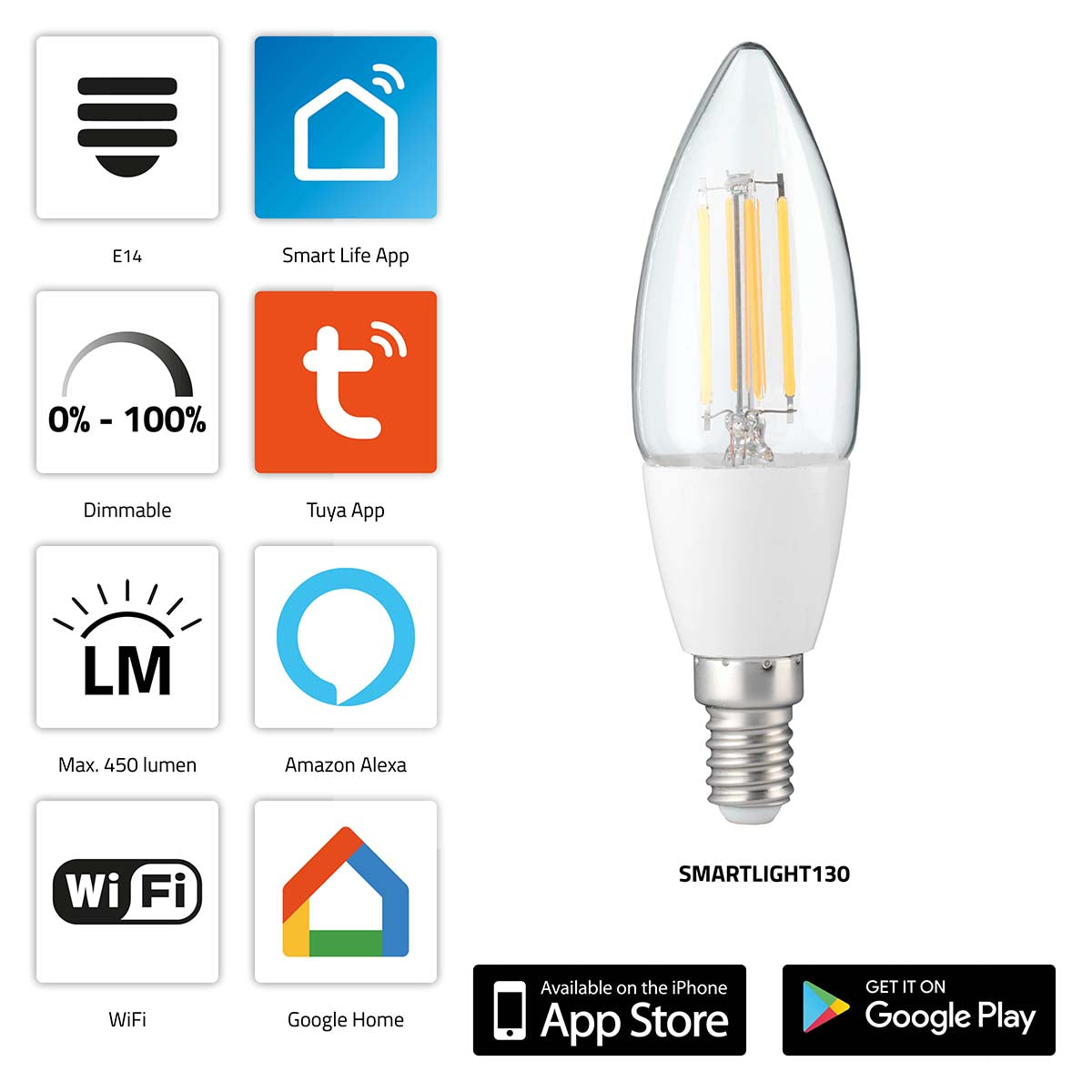 SMARTLIGHT130 Smart-Filament-LED-Lampe mit Wi-Fi