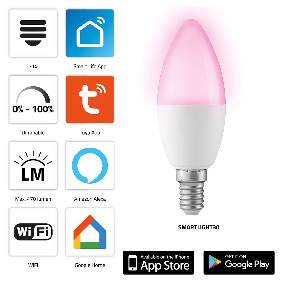 SMARTLIGHT30 Smarte LED-Farblampe mit Wi-Fi