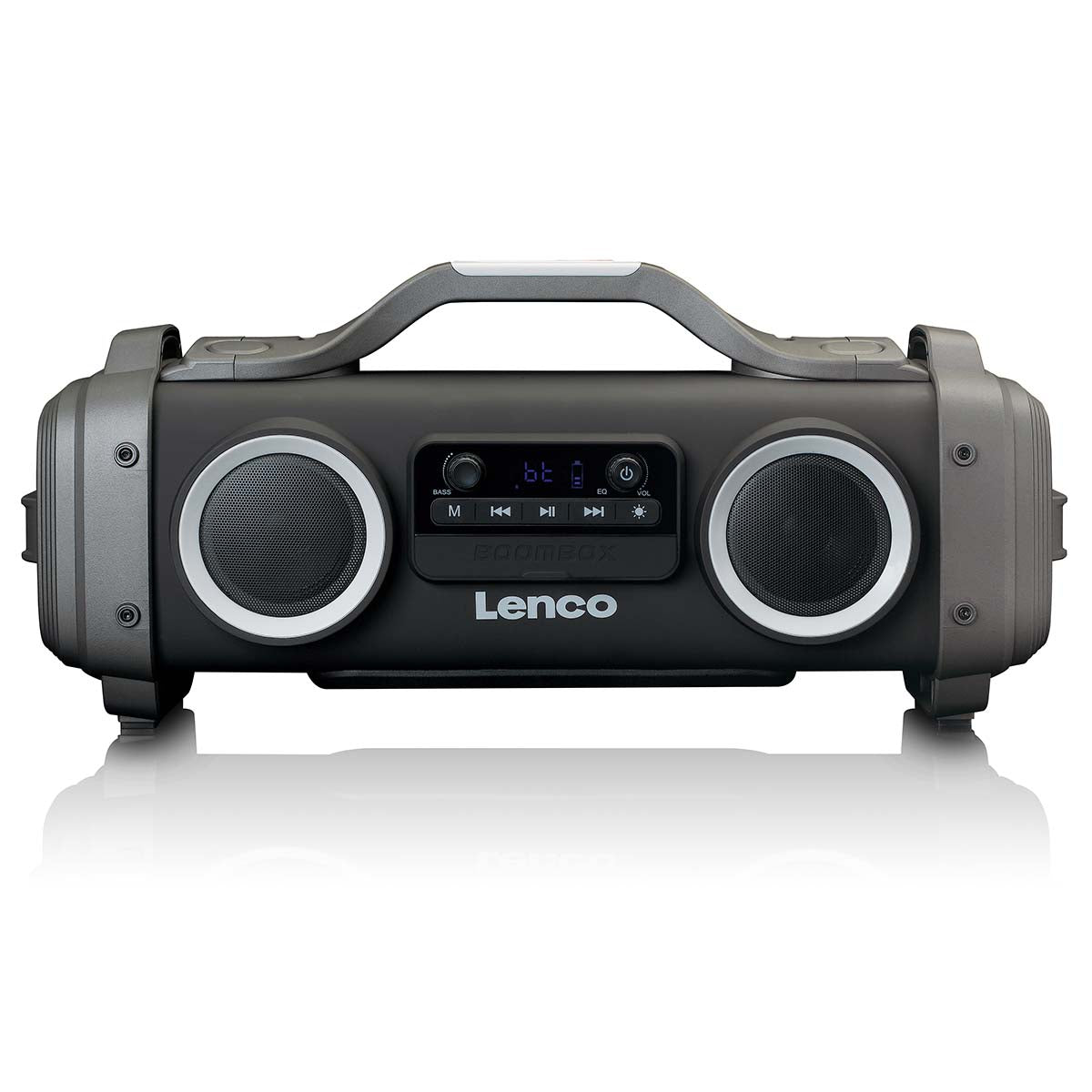 Spritzwassergeschützter Bluetooth®-Lautsprecher FM-Radio USB und micro SD mit Lichteffekten Schwarz