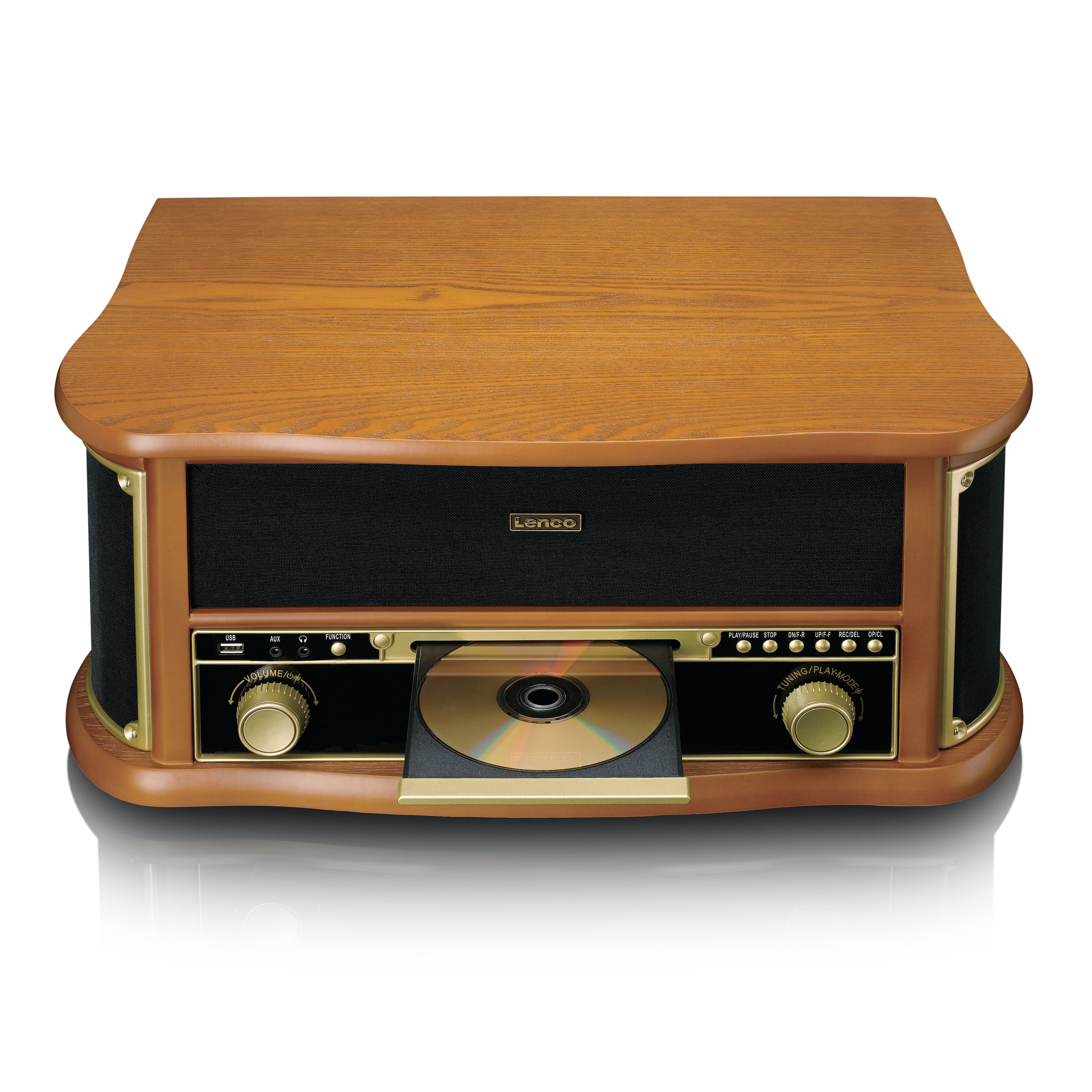 Retro-Plattenspieler aus Holz mit Bluetooth®, DAB+/FM-Radio, USB-Verschlüsselung, CD-Player, Kassettenspieler und eingebauten Lautsprechern