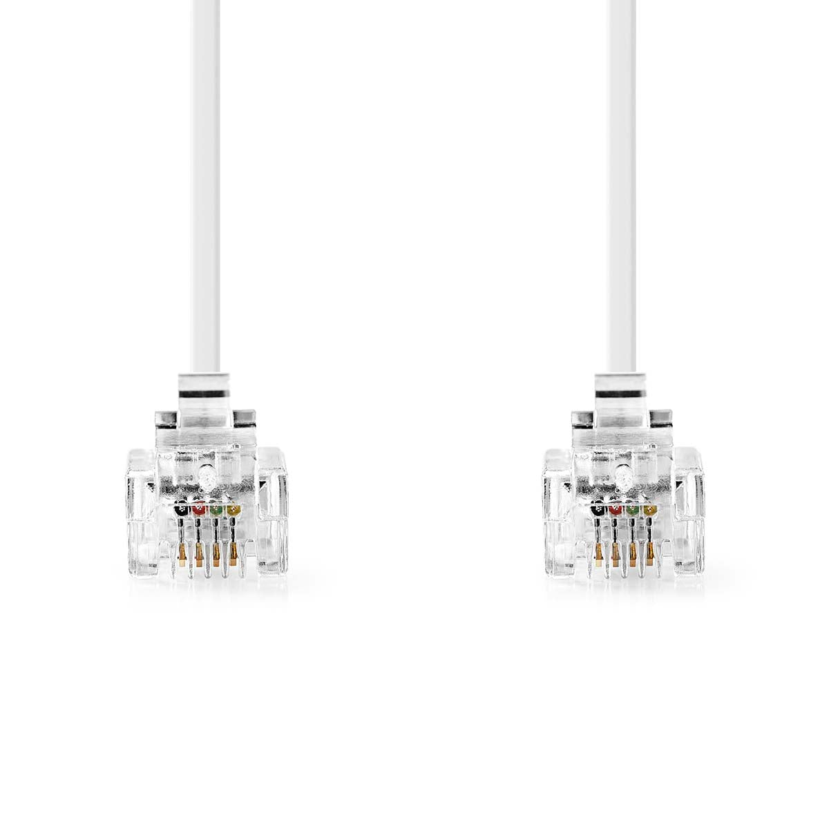 Telefonkabel | RJ11 Stecker | RJ11 Stecker | 10.0 m | Kabeldesign: Flach | Beschichtung: Vergoldet | Kabeltyp: RJ11 | Weiss | Label