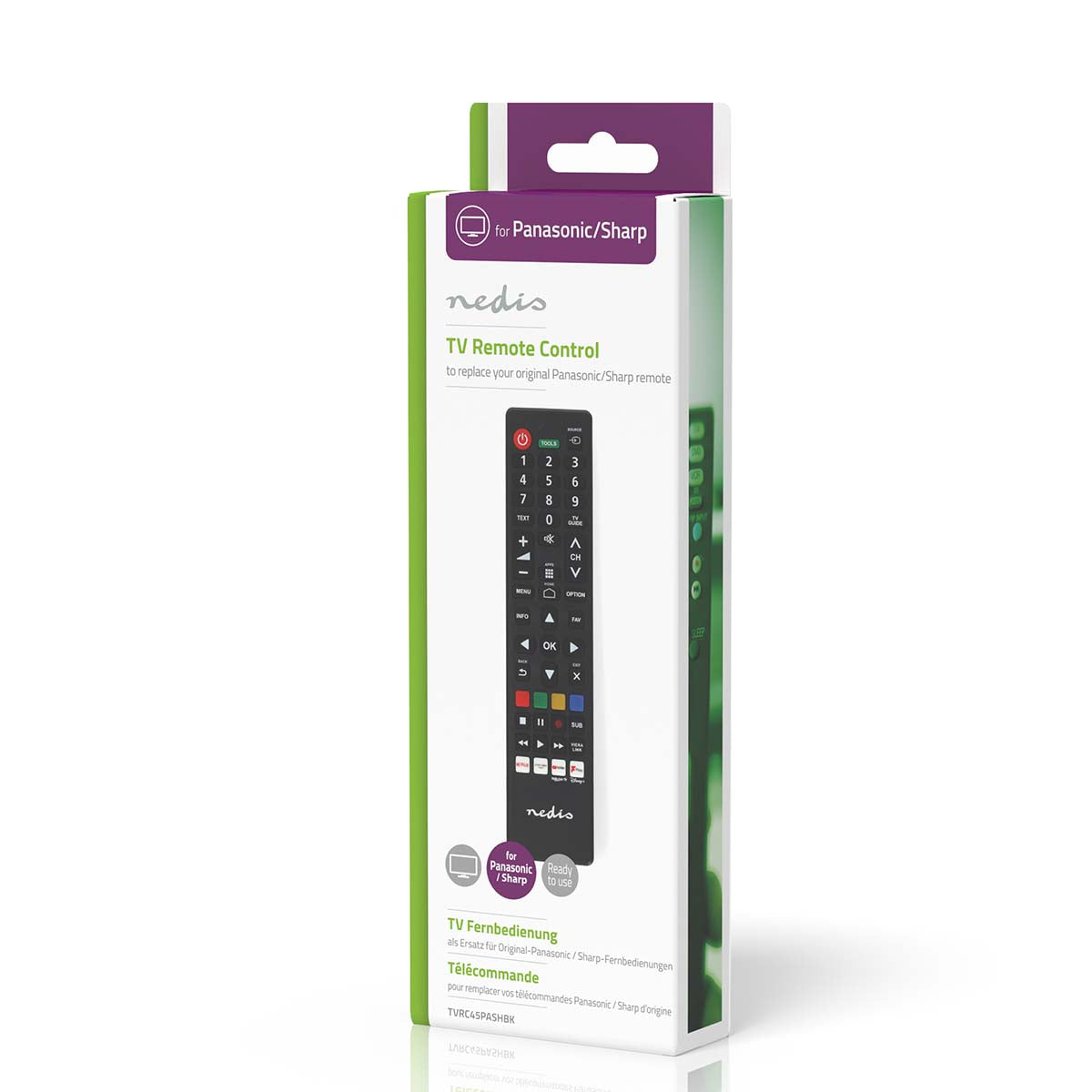 Ersatz Fernbedienung | Passend für: Panasonic / Sharp | Vorprogrammiert | 1 Gerät | Amazon Prime / Disney + Button / Netflix Button / Rakuten TV Button / Youtube Button | Infrarot | Schwarz