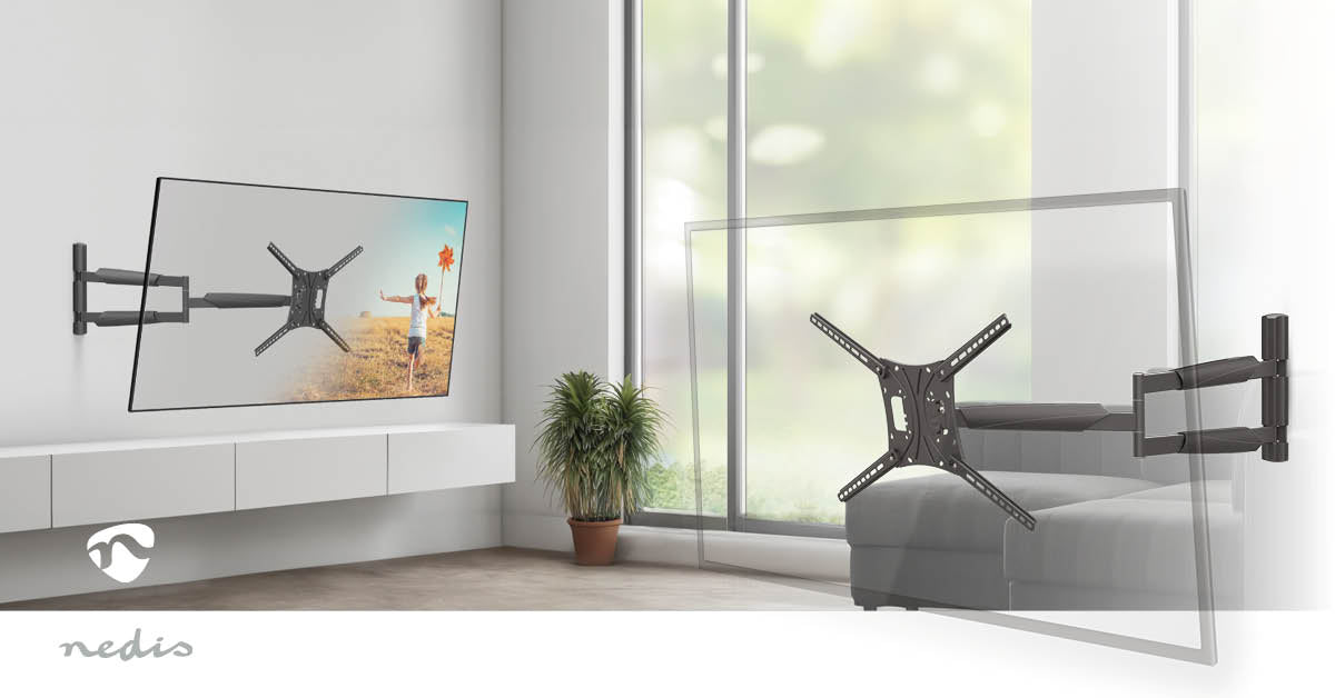 Vollbewegliche-TV-Wandhalterung | 13 - 86 " | maximal unterstützes Bildschirmgewicht: 60 kg | kippbar | drehbar | Minimaler Wandabstand: 70 mm | Maximaler Wandabstand: 1020 mm | 3 Drehpunkt(e) | ABS / Stahl | Schwarz