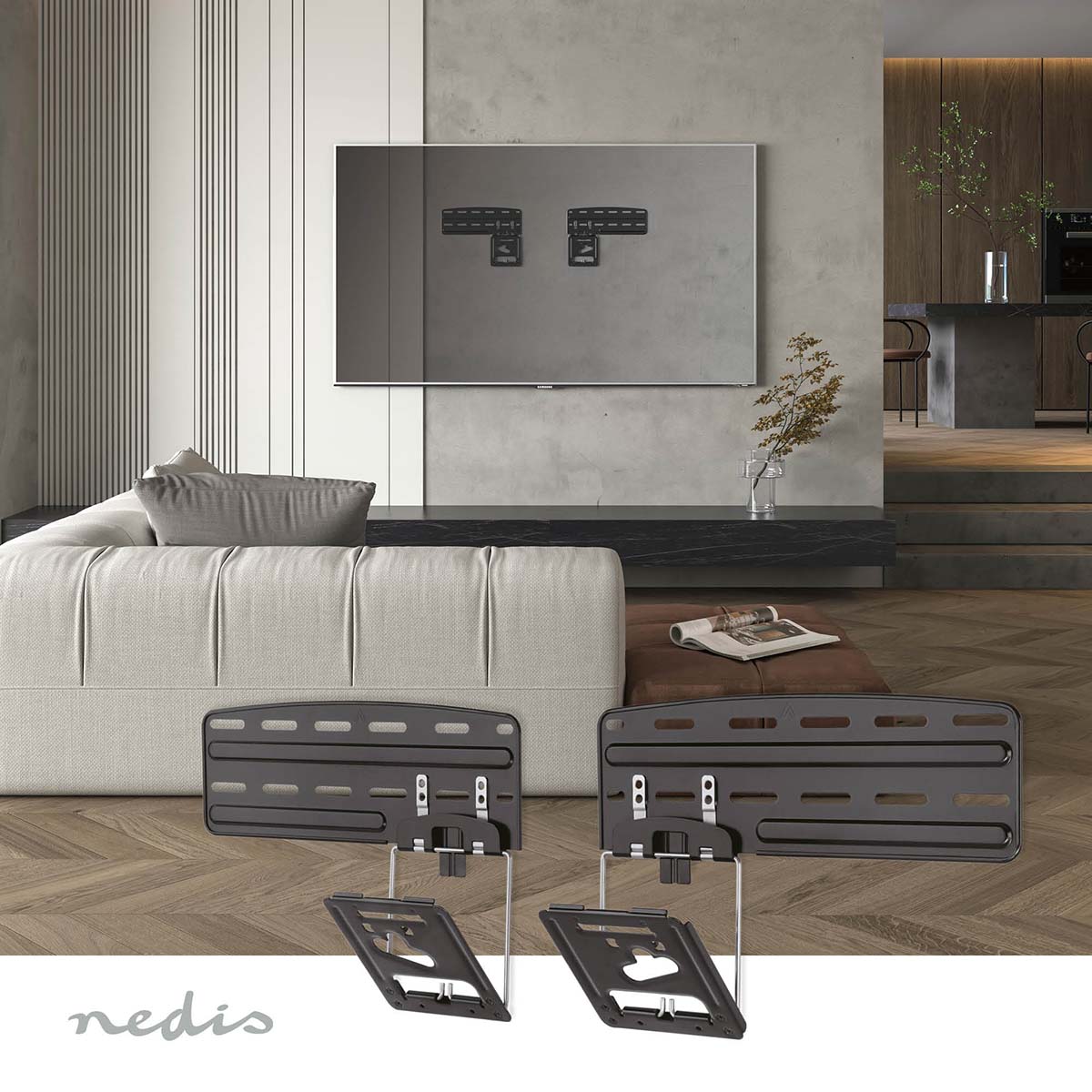 Feste TV-Wandhalterung | 43 - 85 " | maximal unterstützes Bildschirmgewicht: 60 kg | Minimaler Wandabstand: 7.50 mm | Stahl | Schwarz