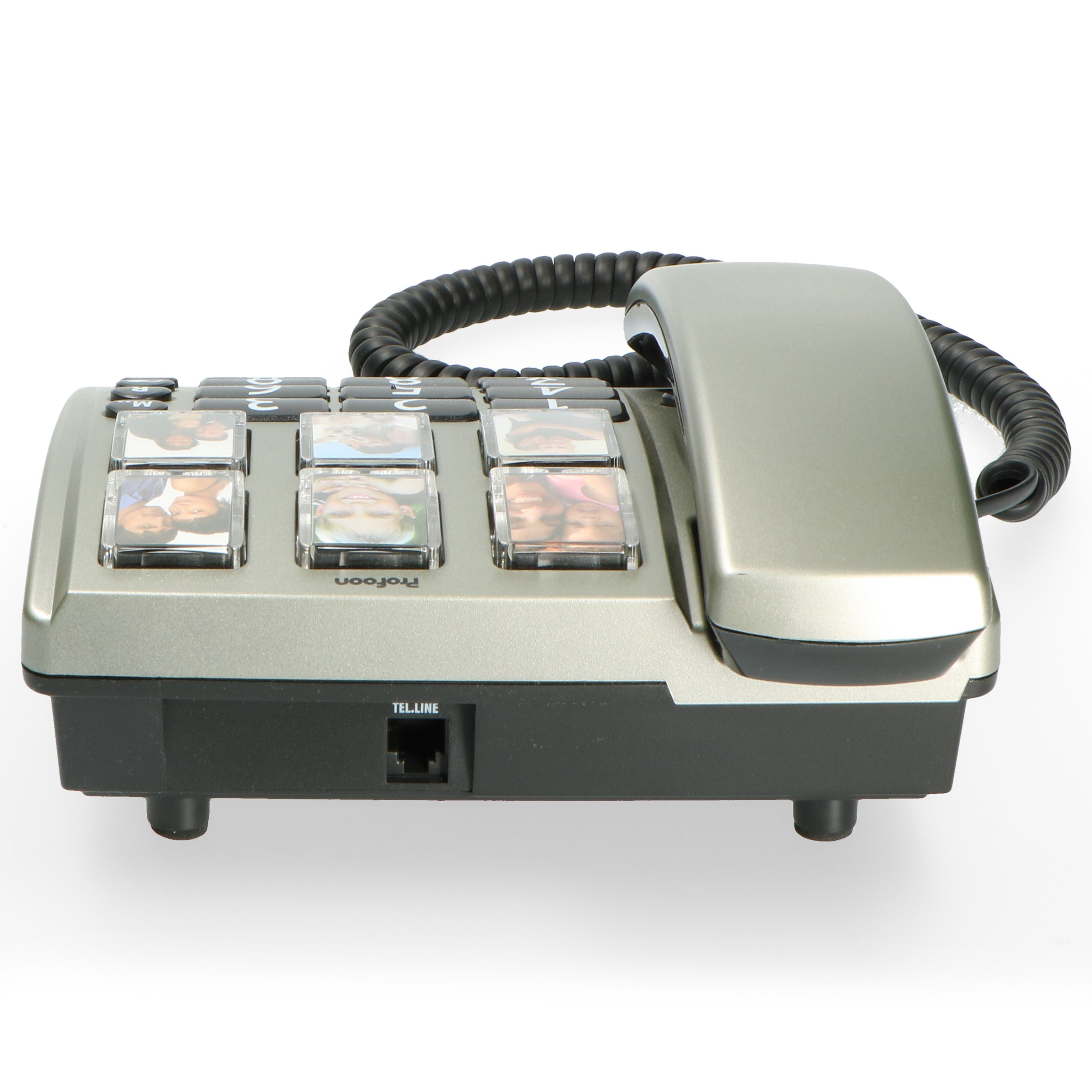 Desk phone with large photo buttons and numbers Black