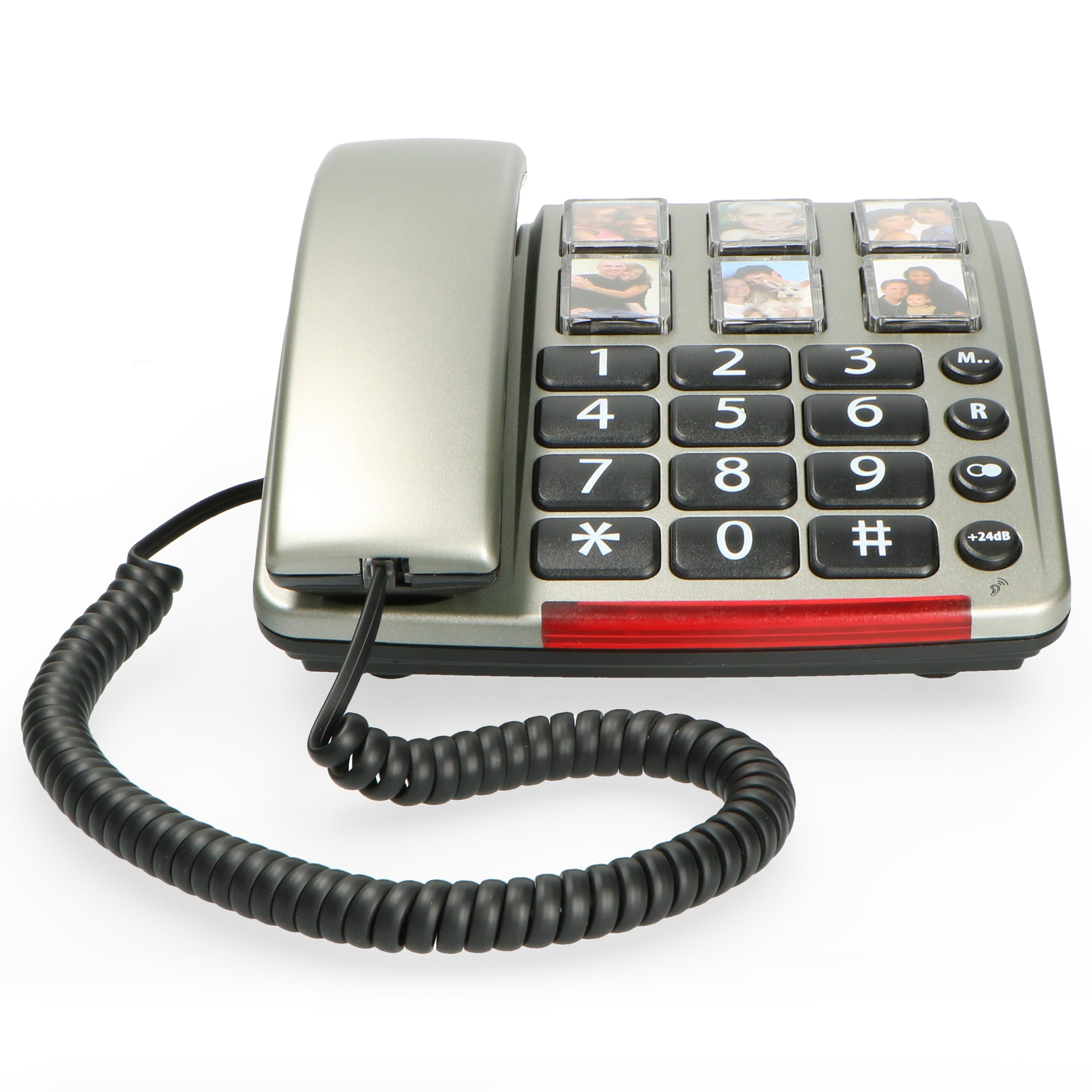 Desk phone with large photo buttons and numbers Black