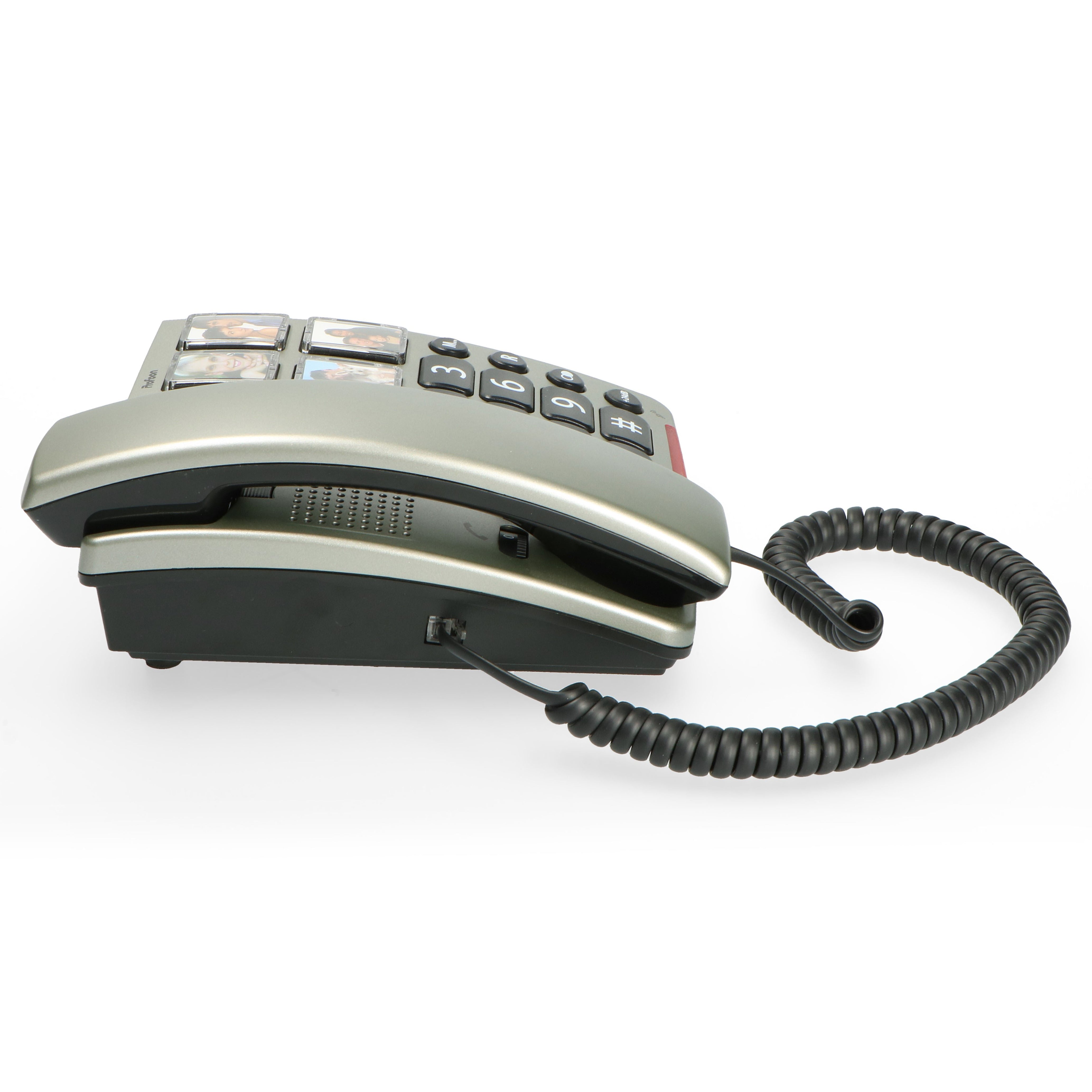 Desk phone with large photo buttons and numbers Black