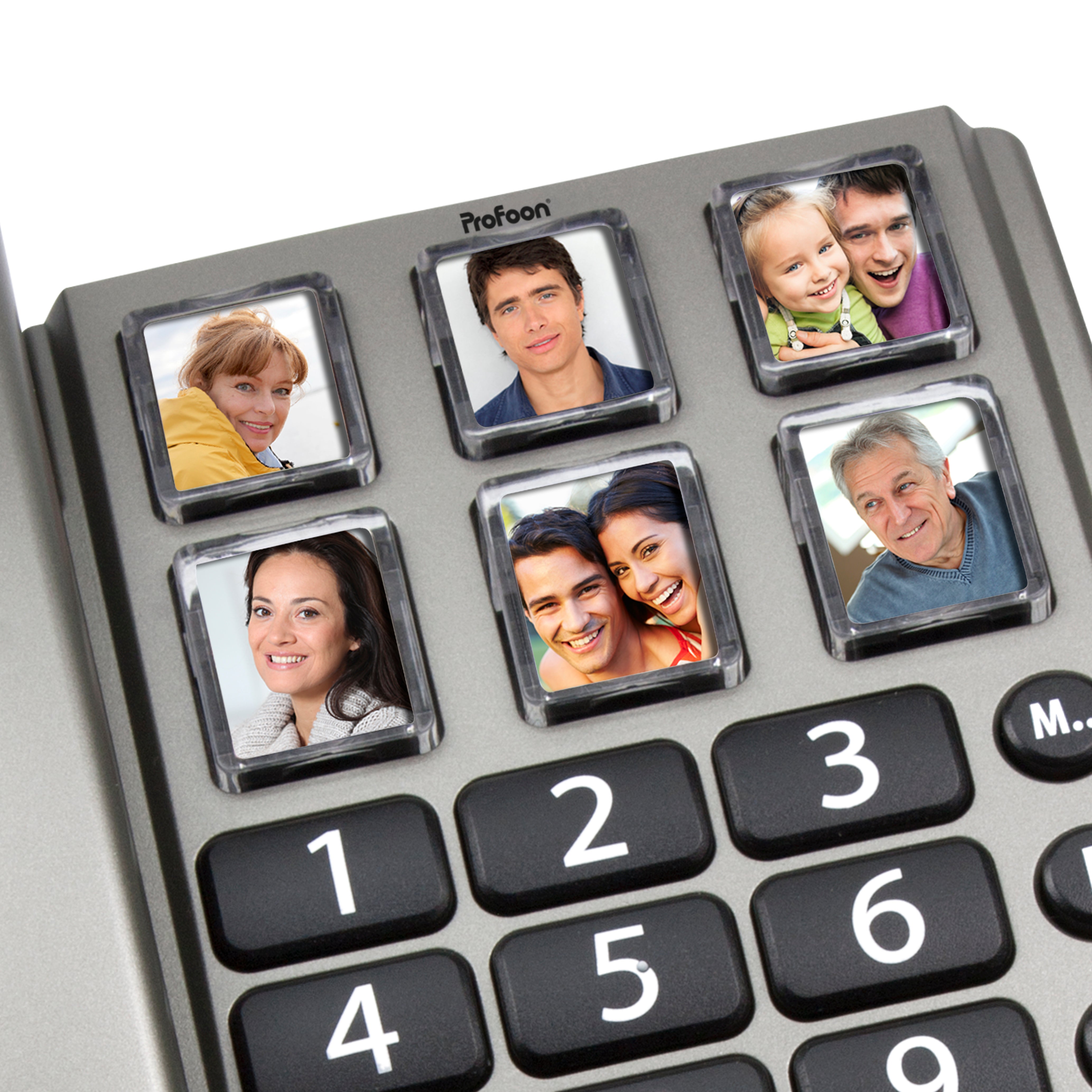 Desk phone with large photo buttons and numbers Black