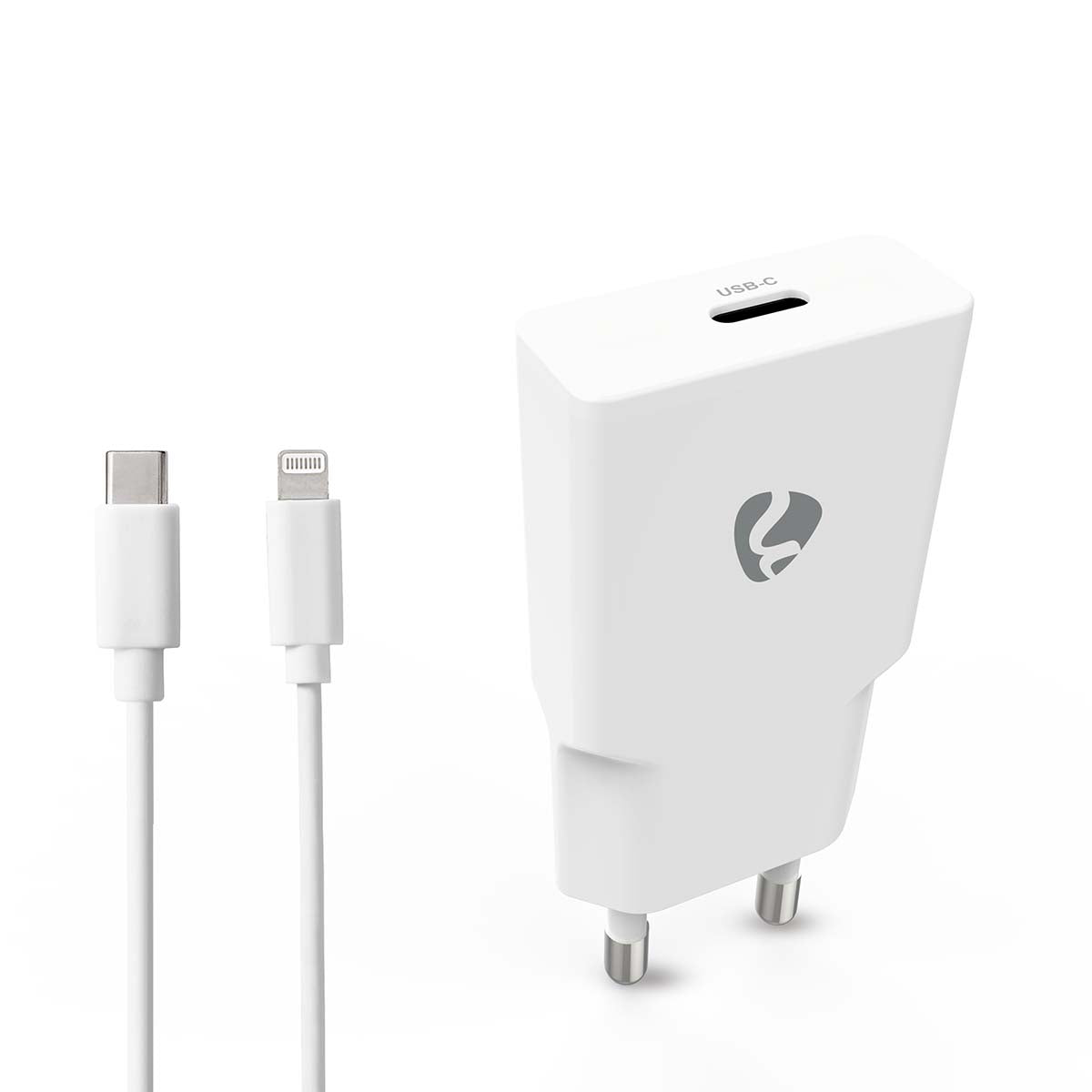 Netzladegerät | 20 W | GaN | PD3.0 | Schnellladefunktion | 1.67 A / 2.22 A / 3.0 A | Anzahl der Ausgänge: 1 | USB-C™ | Lightning 8-Pin (Lose) Kabel | 1.00 m | Automatische Spannungswahl | Weiss